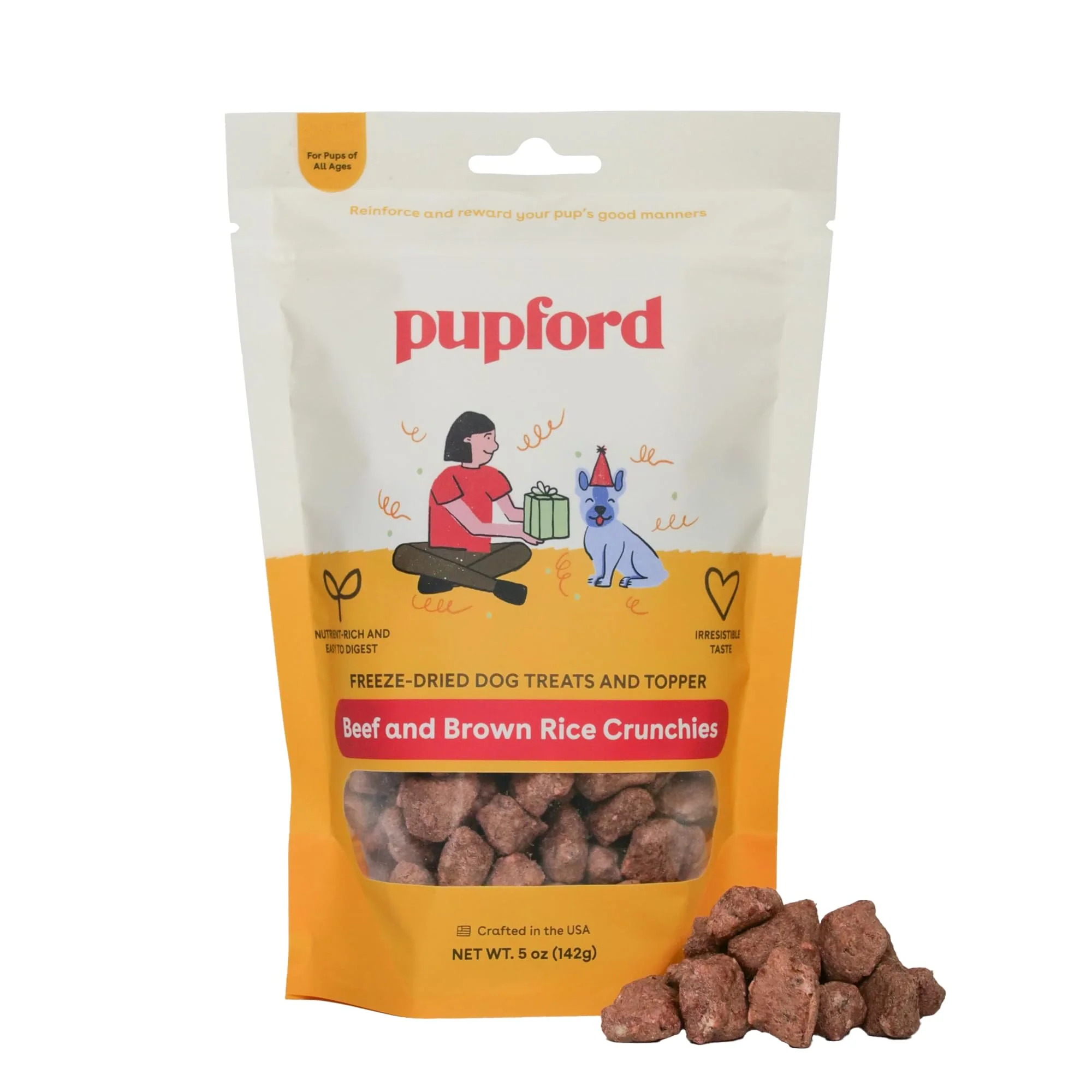 Versatile Pupford Crunchies All-Natural ze-Dried Dog Treats Beef Brown Rice 5 oz Stylish