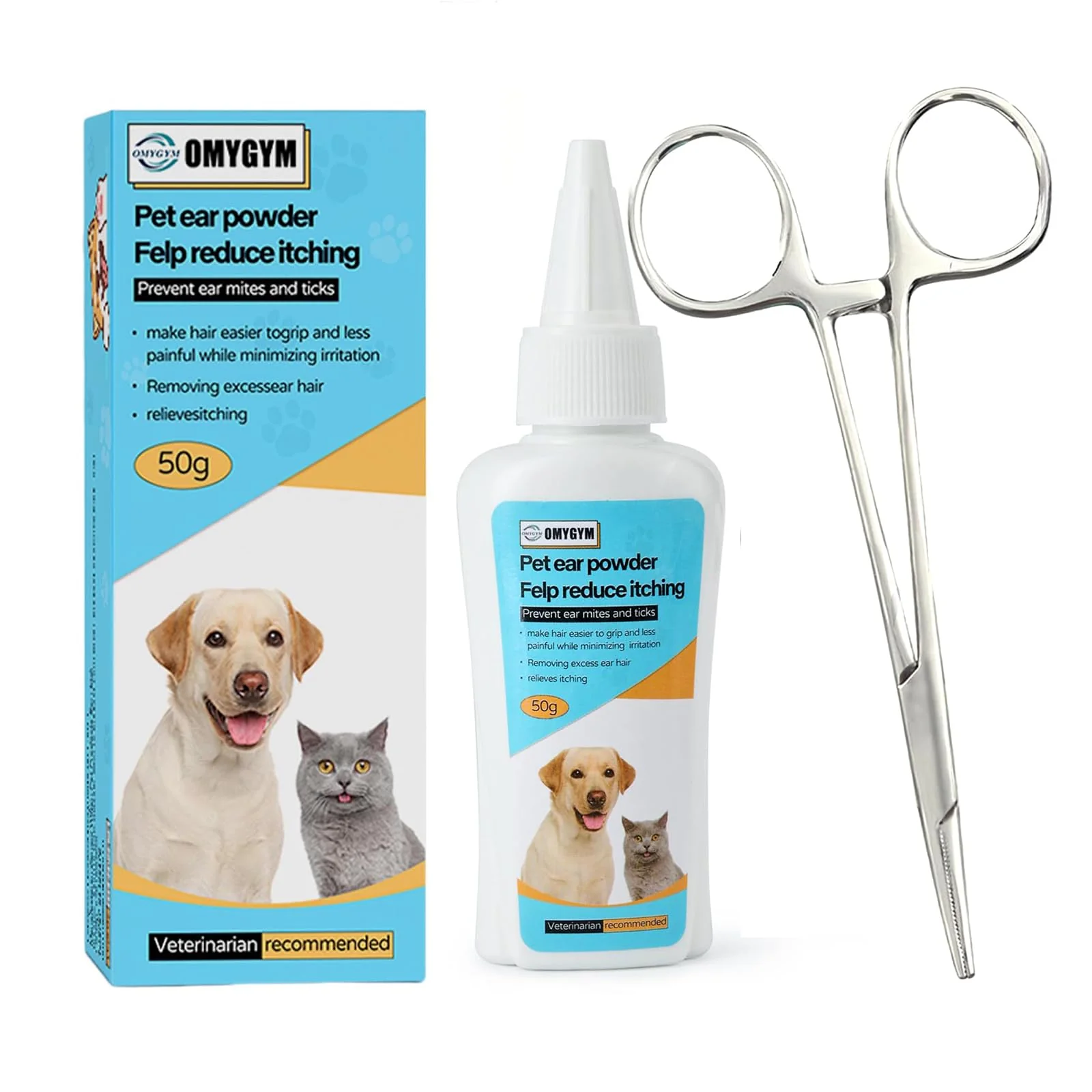Convenient OMYGYM Dog Ear Powder 50g – Ear Hair Removal Tool Debris-Clearing Ear Care for Pets Top-Quality