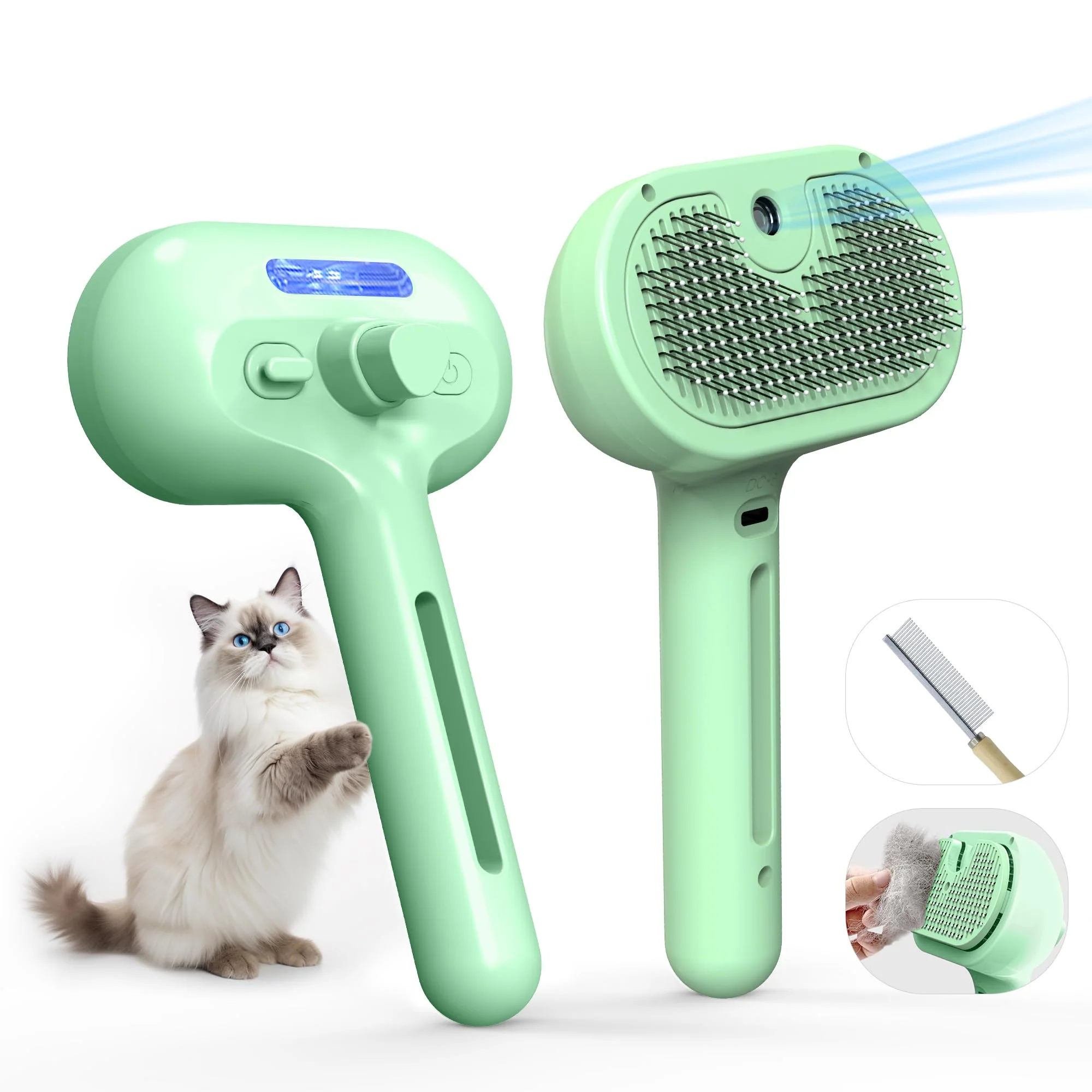 Casual Eilimy Pet Grooming Brush with Mist Spray – Gentle Deshedding for Cats Dogs Fast