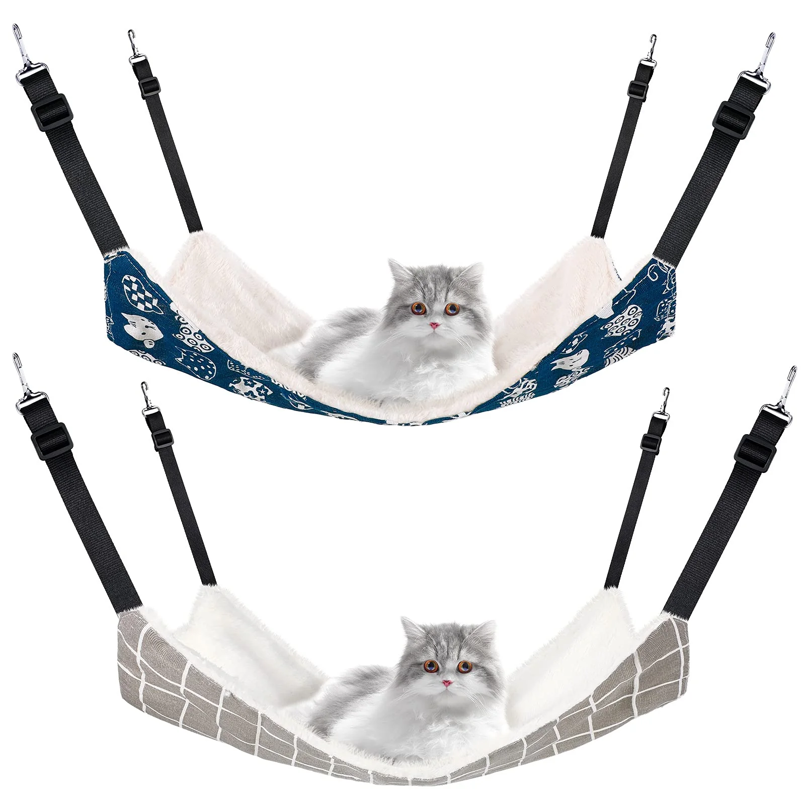 Fine Jetec 2 Pieces Reversible Cat Hanging Hammock – Breathable Double-Sided Cage Bed with Adjustable Straps Fashionable