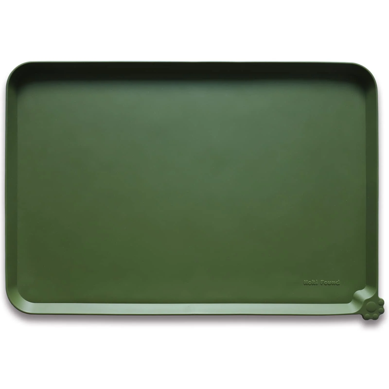 Verified Hoki Found Silicone Pet Food Mat – High-Lips Bowl Placemat Waterproof Dark Olive Excellent