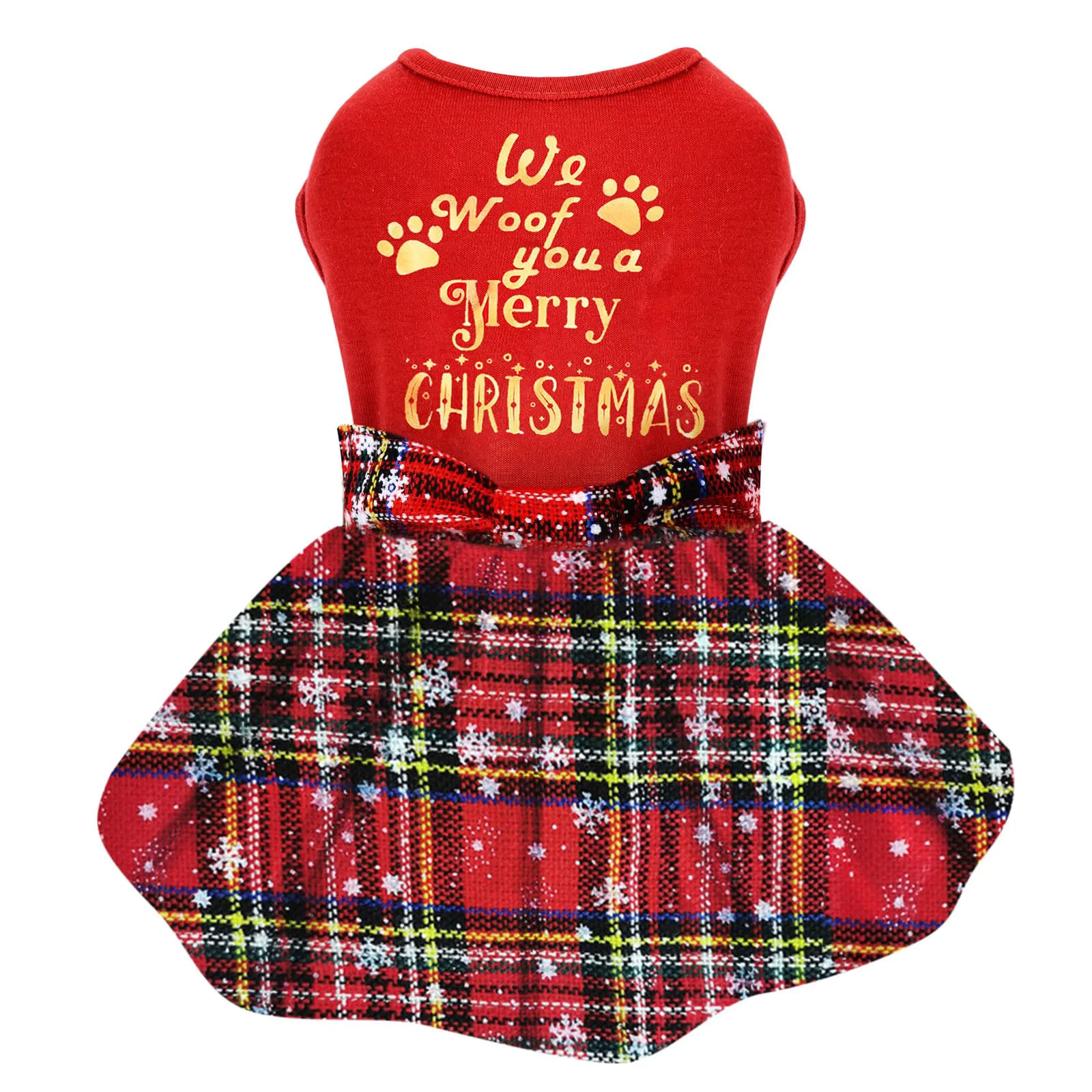 Flexible DaFuEn Dog Christmas Dress M – Small Dog Holiday Outfit Plaid Red Xmas Dress for Chihuahua Yorkie Organic