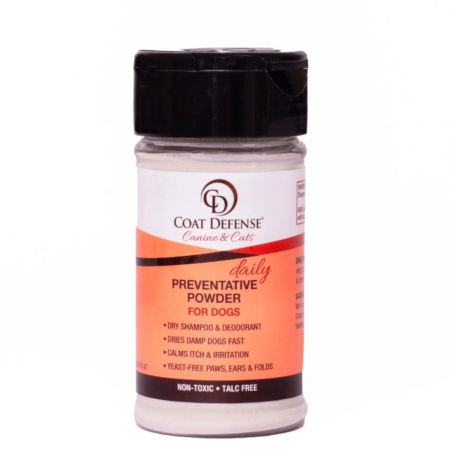 Green COAT DEFENSE Preventative Powder – Waterless Dog Shampoo Deodorizer 3.5oz – Made in USA Fine