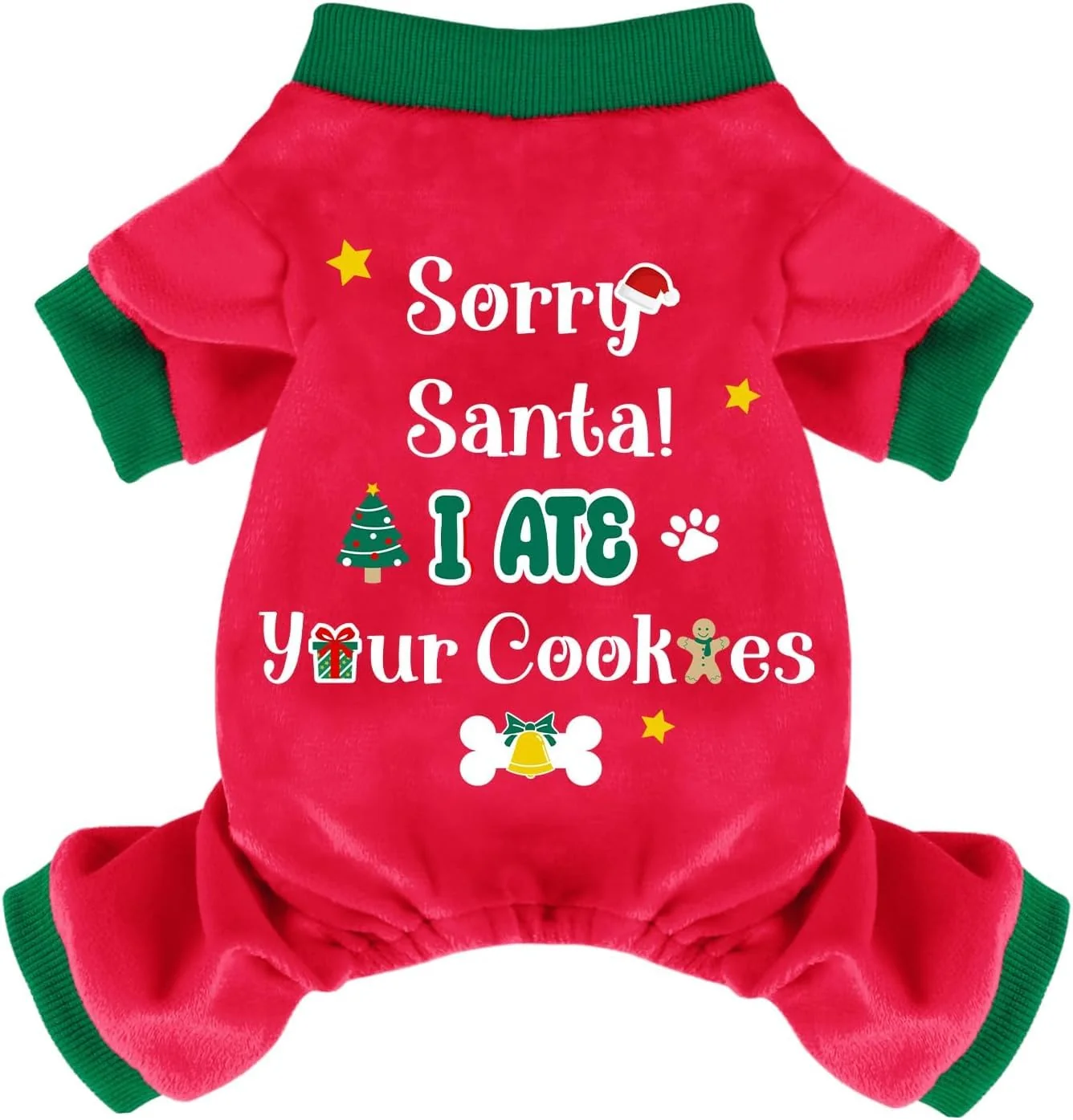 Premium Material BAOBICUTE Dog Christmas Pajamas – Soft Velvet Winter Outfit for Small to XXXL Dogs Cats Unique