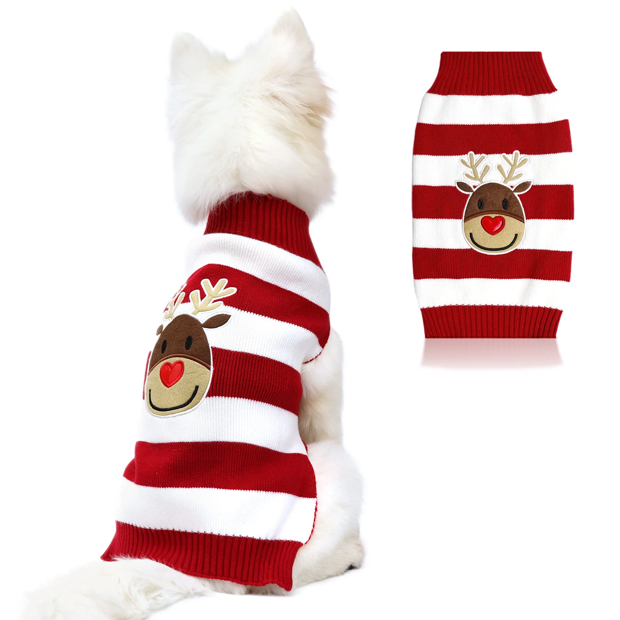 Unique NACOCO Dog Reindeer Sweaters - Red Medium Festive Winter Pet Clothing Reusable