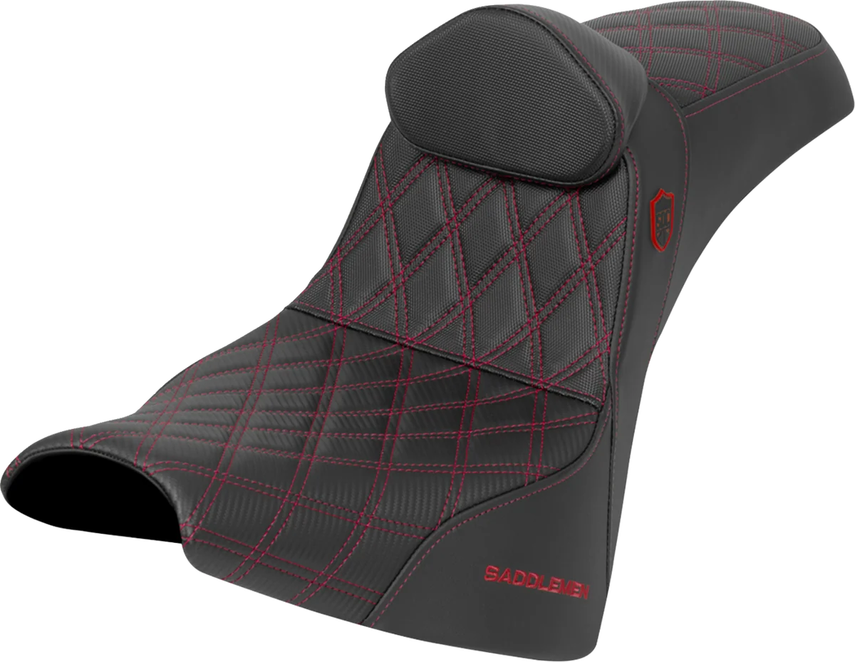Secure SADDLEMEN Pro Series SDC Performance Seat - w Backrest - Red Stitch - Gripper - FXBB FXST '18-'25 SC81830DB4 Original