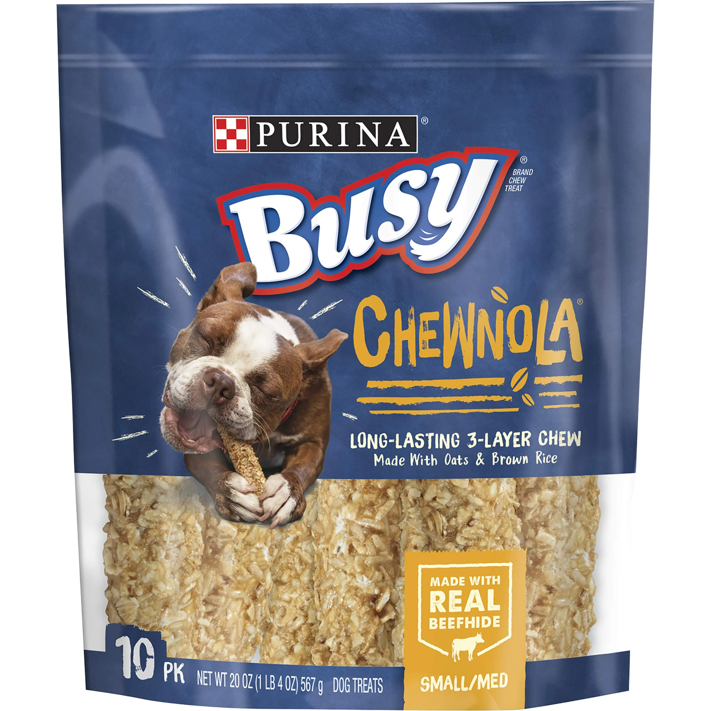 Trendy Purina Busy Rawhide Small Medium Breed Chewnola with Oats Brown Rice – 10 ct Pouch Clean