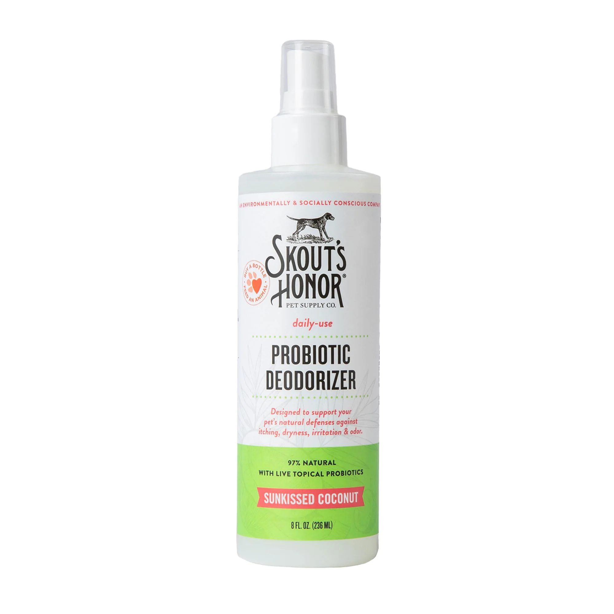 Fine Crafted SKOUT'S HONOR Probiotic Pet Deodorizer Spray – Hydrating Microbiome-Friendly 8oz Sunkissed Coconut Versatile