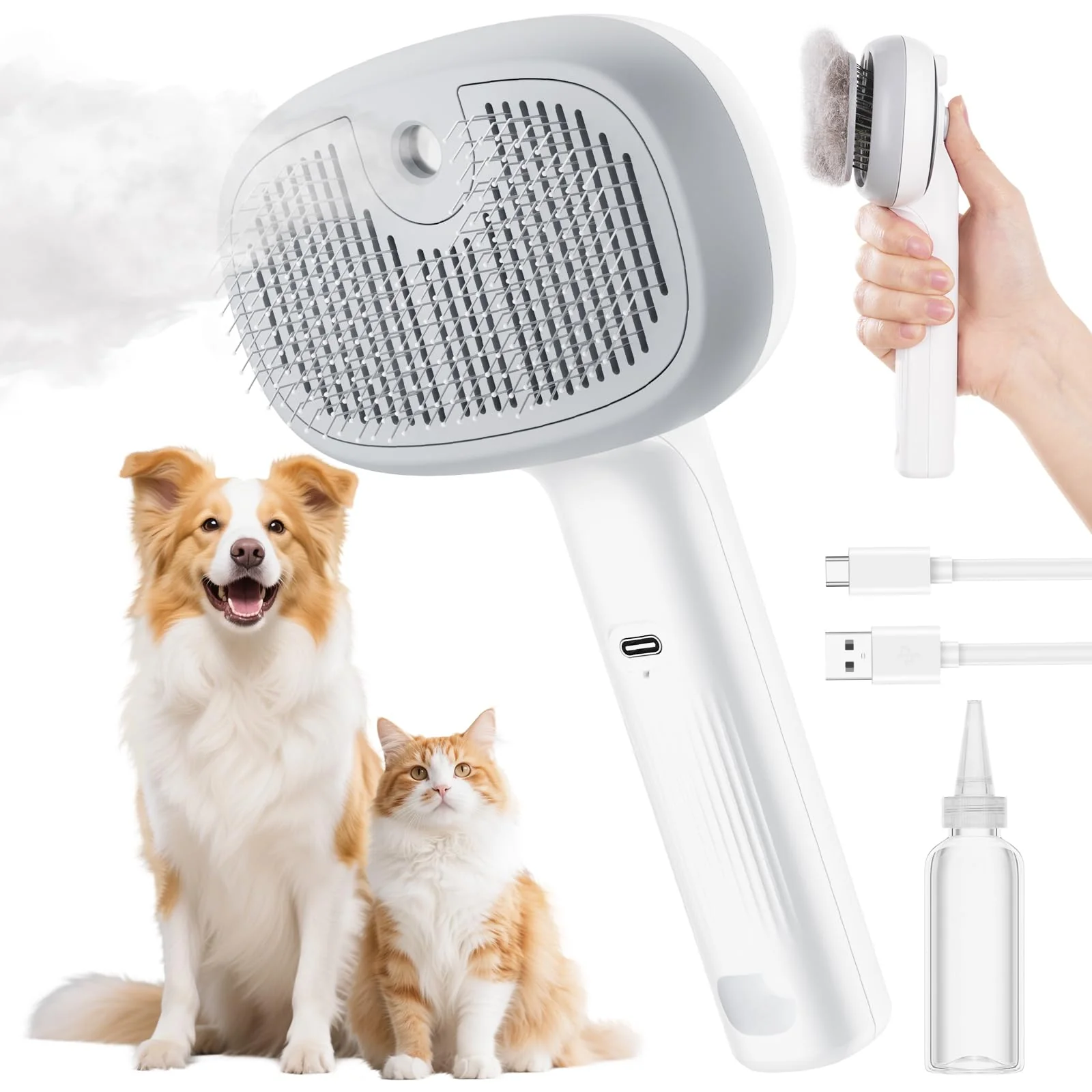 Verified Pecute Steam Cat Brush – 4-in-1 Grooming with Deshedding Steam Mist Self-Clean Massage Exclusive