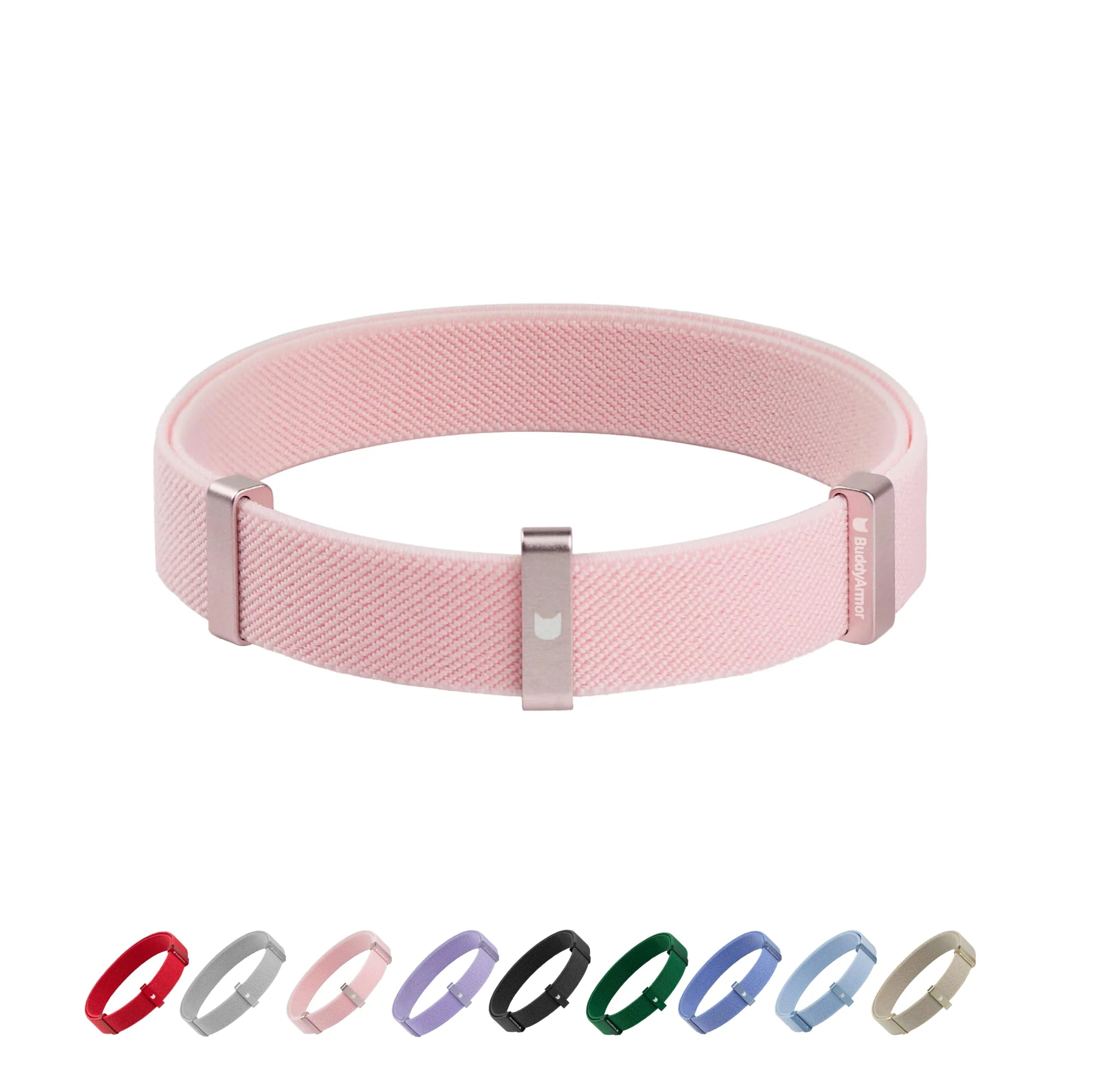 BuddyArmor Safety Cat Collar – Elastic Quick Release IDA Gold Award Adjustable 6–12in 7.9–15.7in Blush Pink Versatile