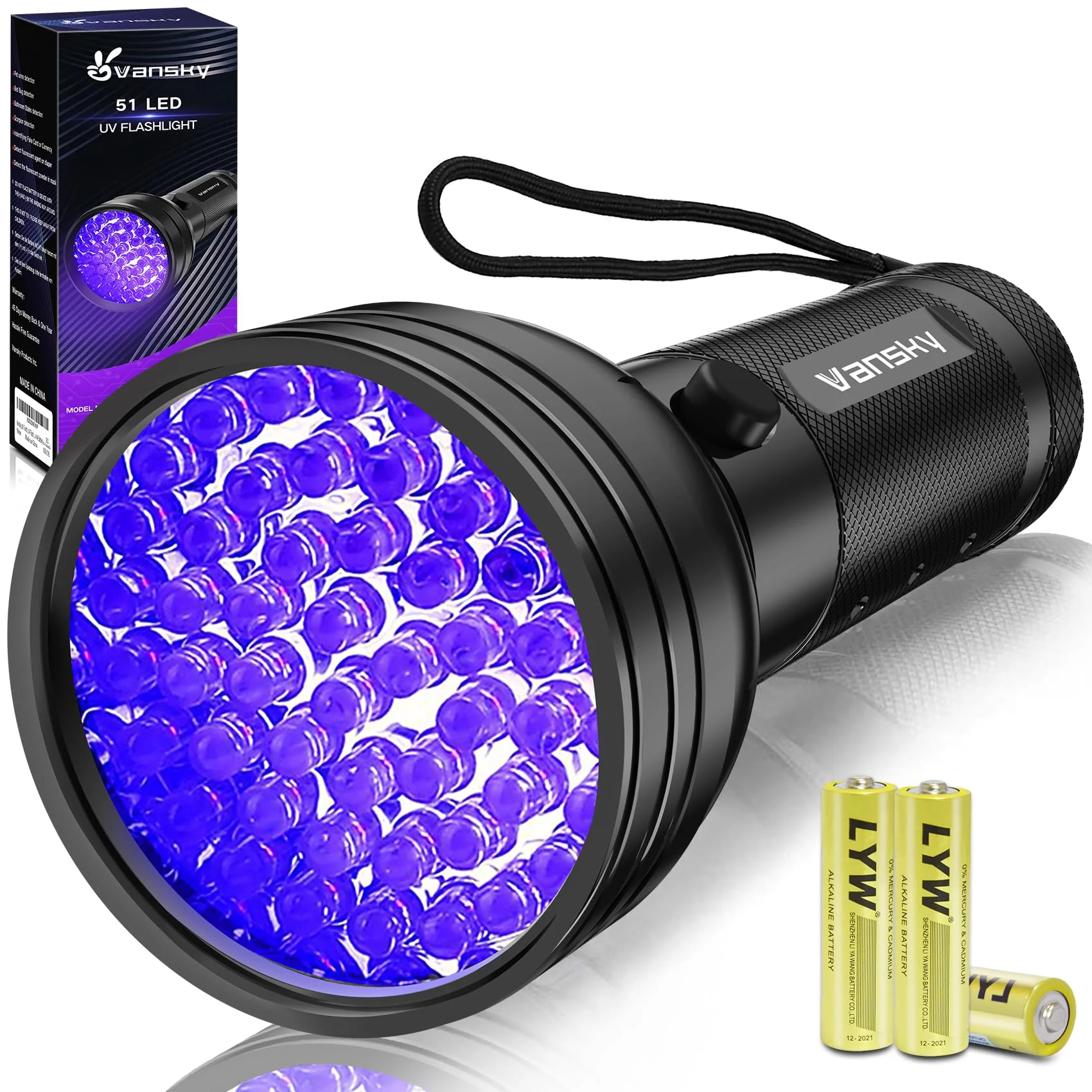Top-Quality Vansky 51-LED UV Black Light 395nm – Pet Urine Stain Detector Bed Bug Finder Batteries Included Eco-Friendly