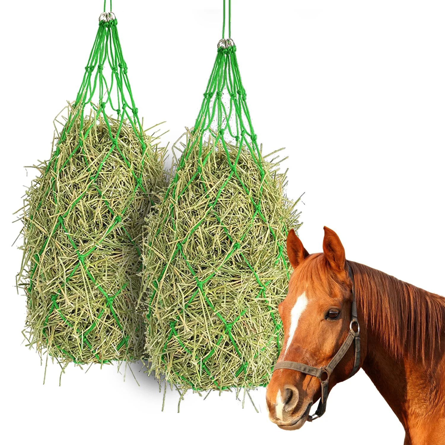 Healthy CAIYUANYUAN-SHENXUEJIAO Slow Feed Hay Net for Horses – 2-Pack 40-inch Long 4x4 Holes Safe