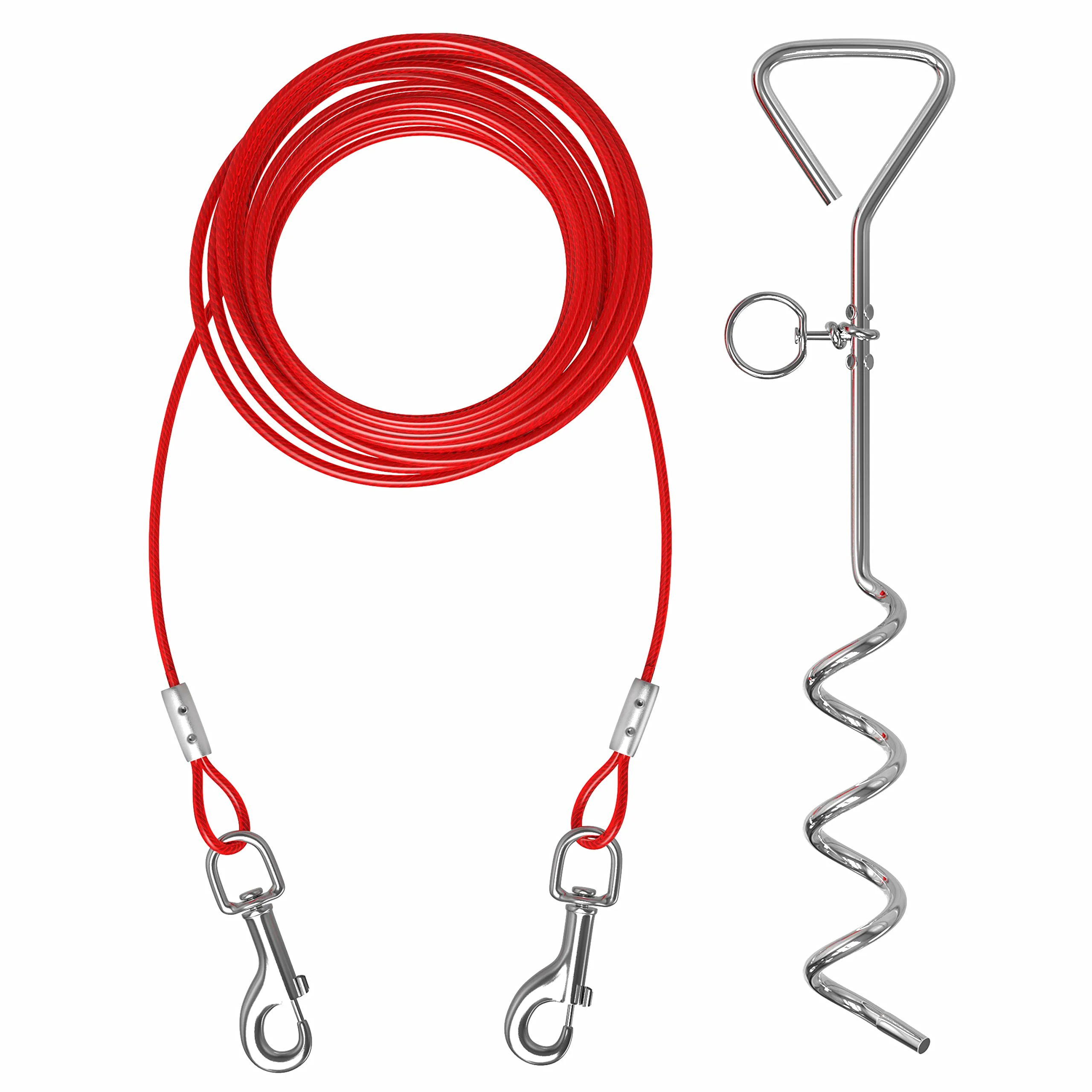 Proven Cuddlerr 20ft Dog Tie Out Cable 16 Chrome Plated Stake — Heavy-Duty Outdoor Dog Stake Harness Leash Compatible World-Class