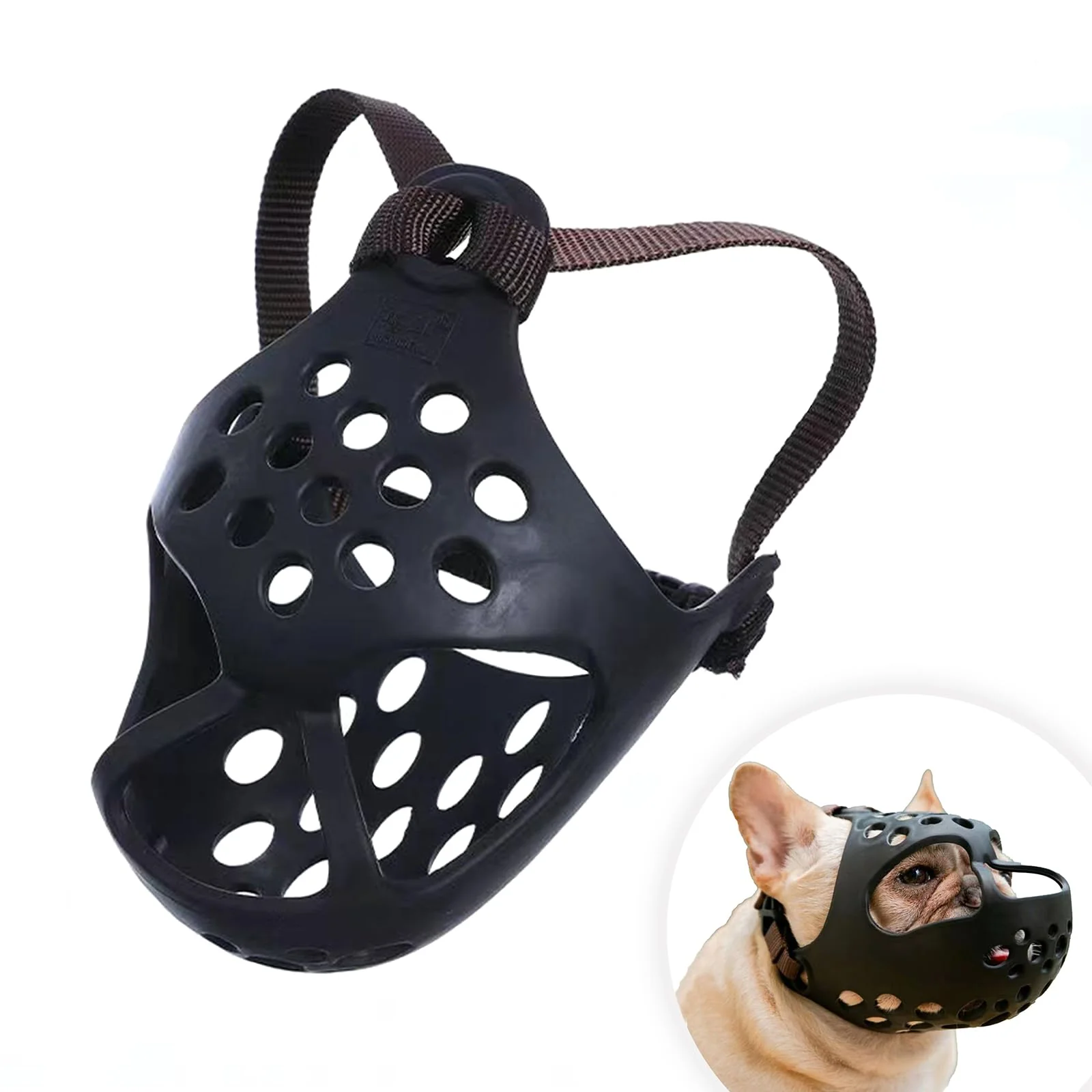 Fine Crafted JWPC Short Snout Muzzle — Adjustable Soft Silicone Breathable for Flat-Faced Dogs S Black Environmentally Friendly