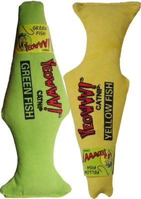 Eco-Friendly Yeowww Yellow Green 7-Inch Catnip Fish Toys World-Class
