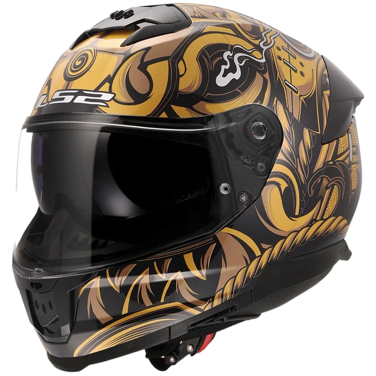 Relaxed LS2 Stream II Full Face Street Helmet – Samurai Gloss Black Gold Enhanced