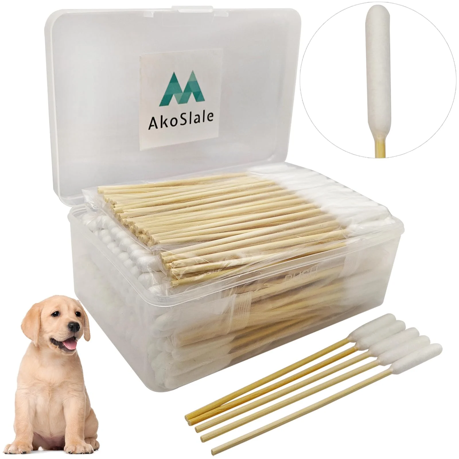 Dependable AkoSlale Dog Ear Swabs 200 Count – 6-Inch Bamboo Cotton Tips for Safe Ear Cleaning Wax Removal Authentic