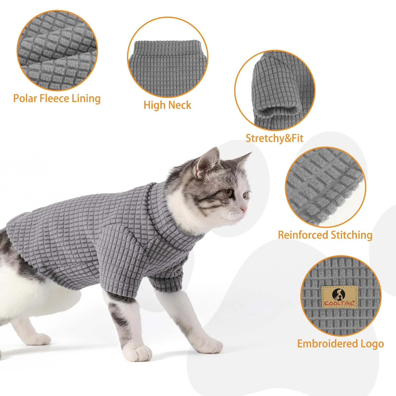 Traditional KOOLTAIL Cat Sweater for Sphynx – Soft Fleece Sleeved Winter Wear Excellent