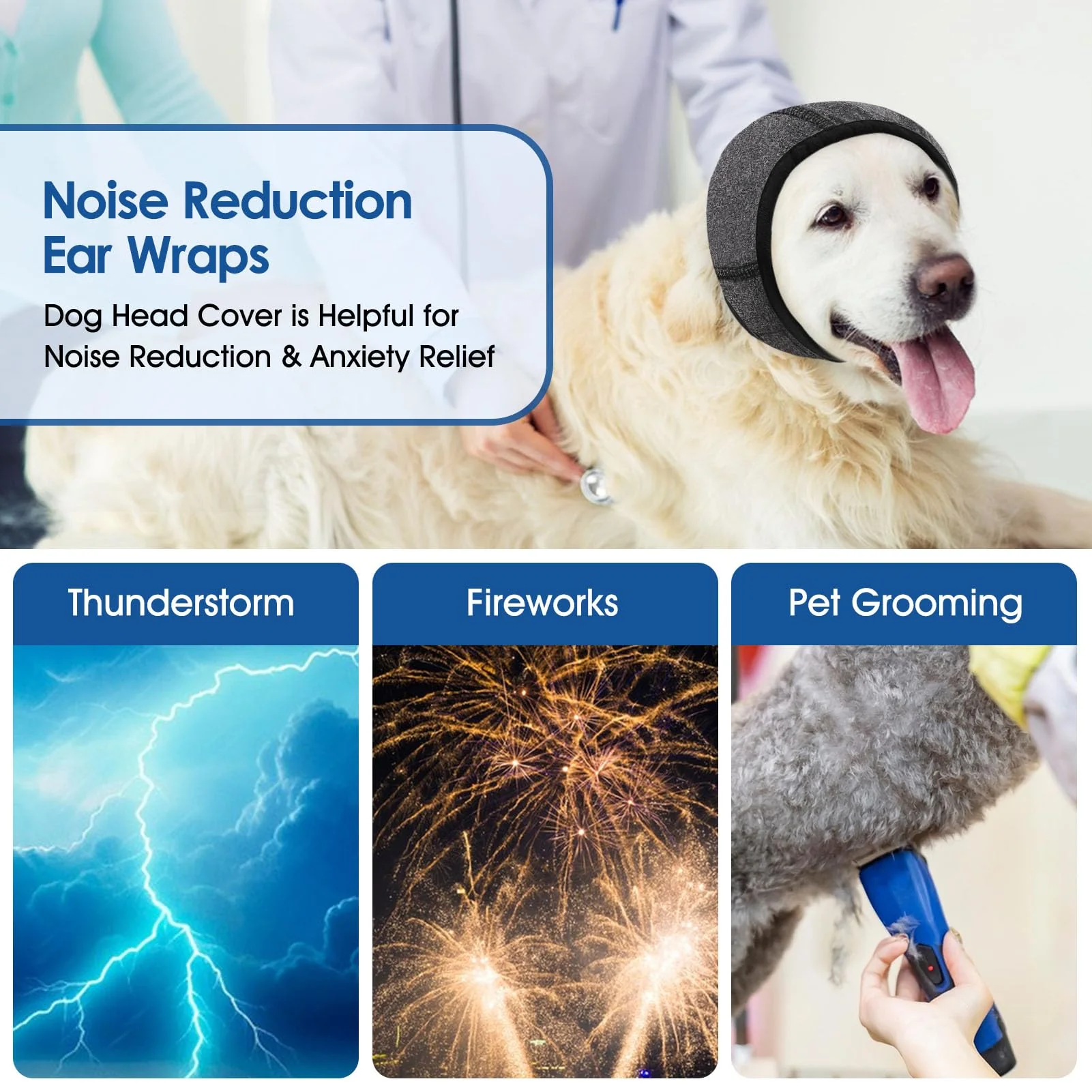 Genuine SUNFURA Dog Calming Hoodie – Noise-Protection Ears Anxiety Relief for Dogs Grey S Organic