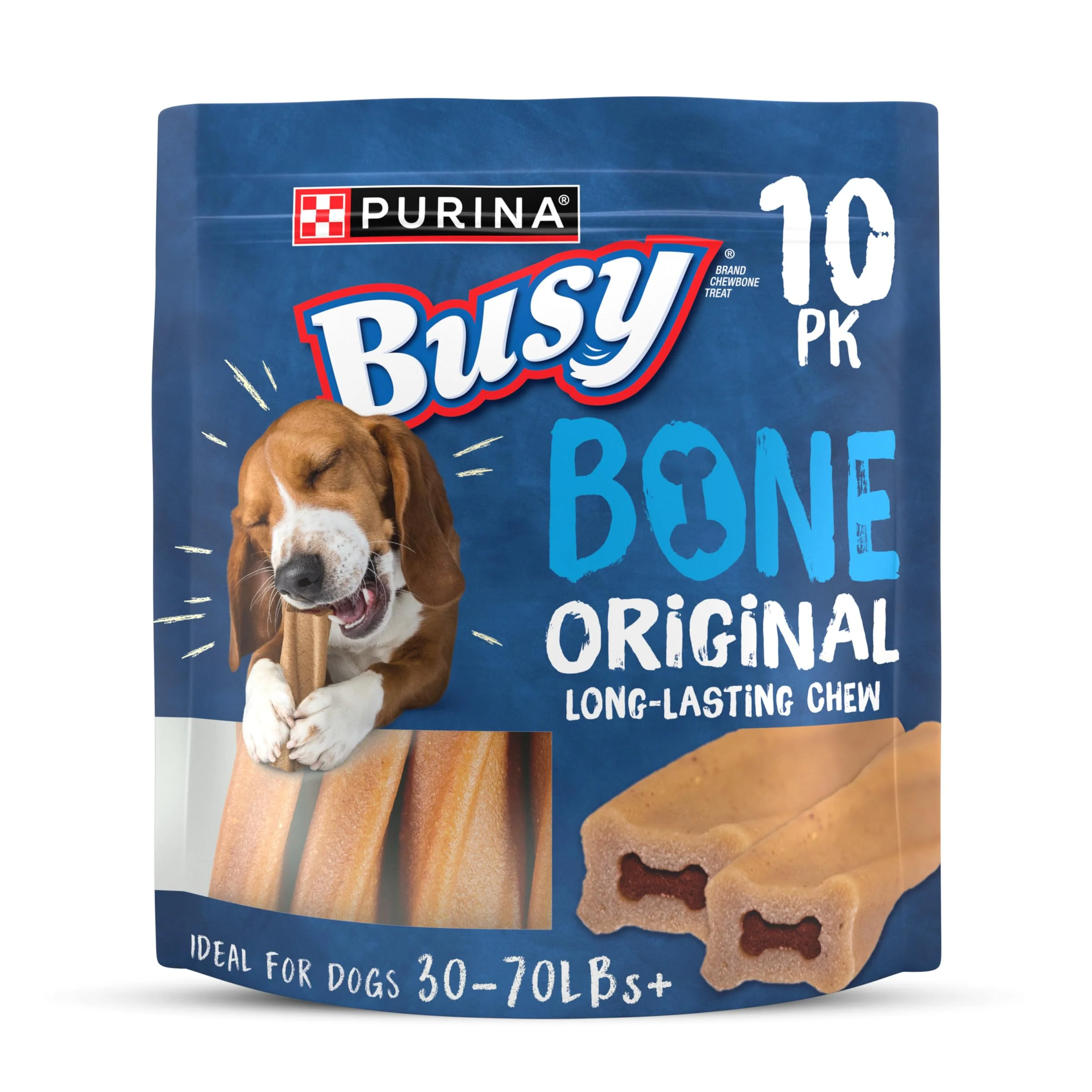 Versatile Purina Busy Bone Dog Chew Treats - 10 ct Pouch Long-Lasting Rawhide- Prestigious