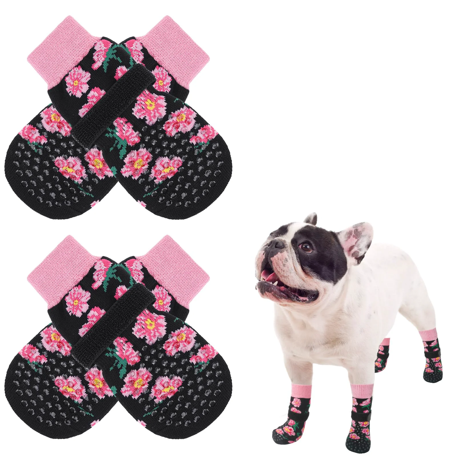 Trusted SCENE Anti Slip Dog Socks – Indoor Traction Paw Protection Floral Design Crafted