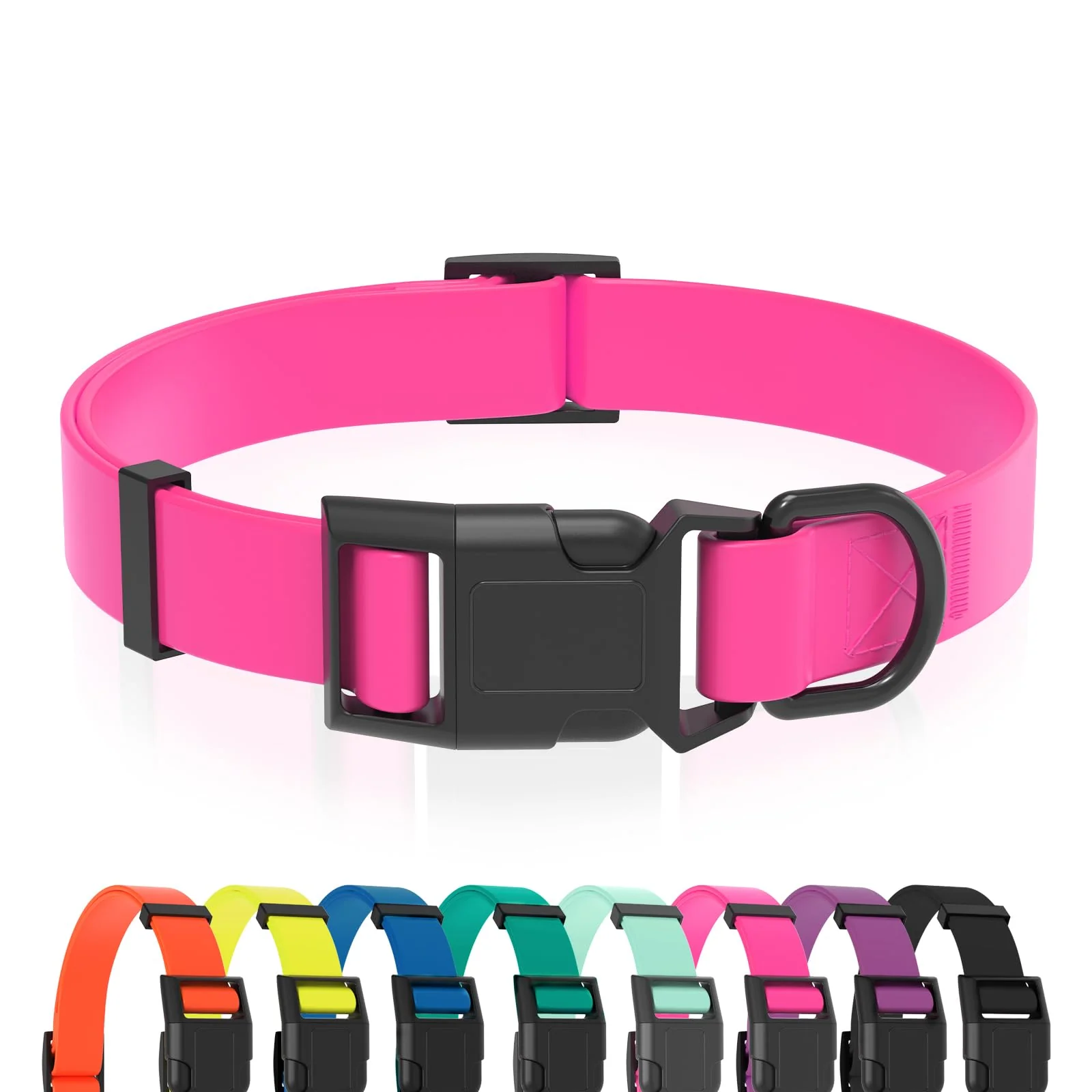Versatile Kidding Pets Waterproof Dog Collar Quick Release Easy-to-Clean Pink Collar for All Dog Sizes L 15.4-24.8 in Consistent