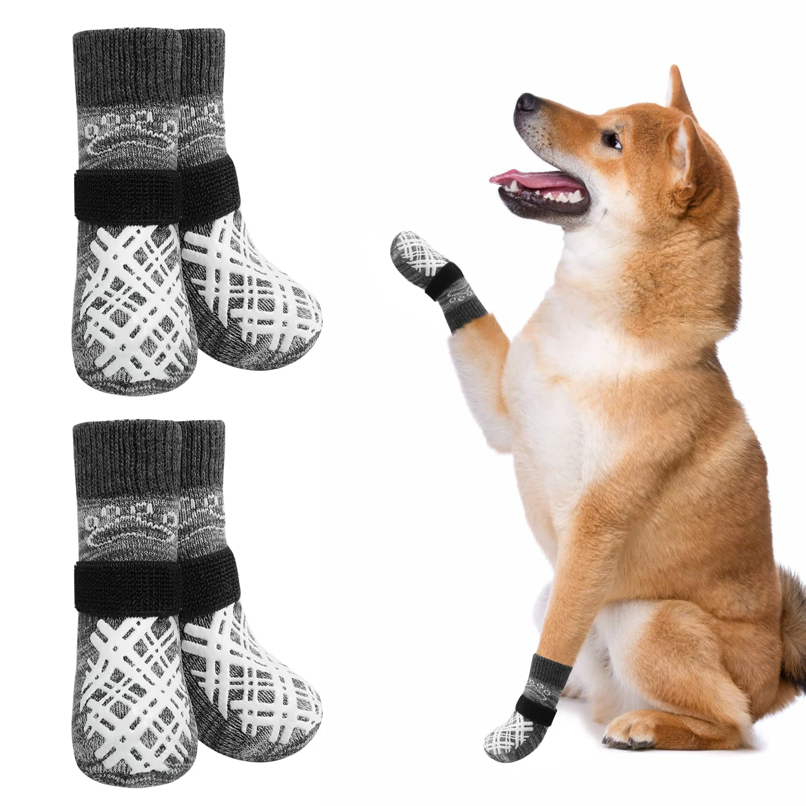 Expertly Made BEAUTYZOO Dog Socks – Non-Slip Paw Protectors for Traction and Licking Prevention on Indoor Floors Classic