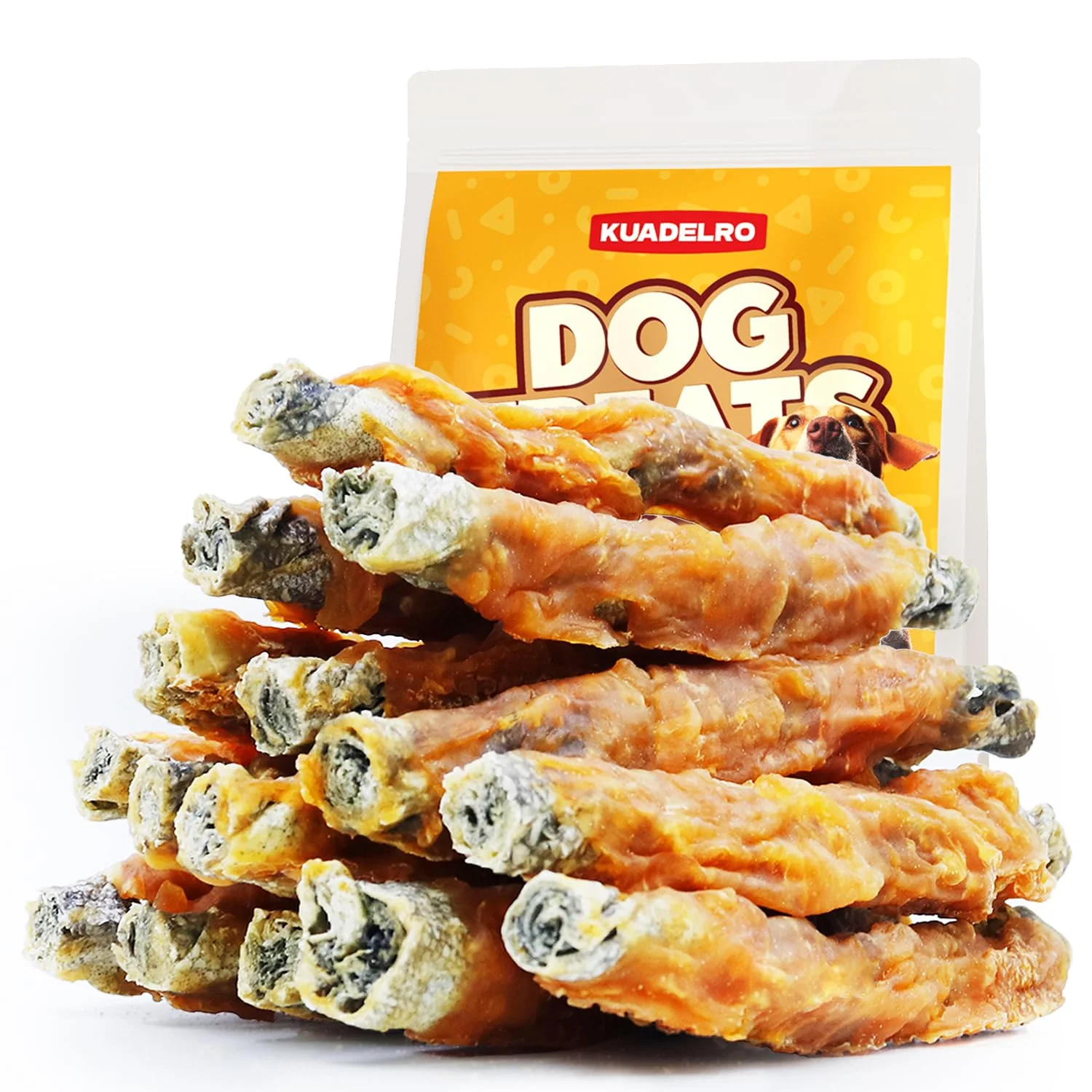 Solid KUADELRO Chicken Wrapped Cod Skin Dog Treats — High-Protein Rawhide- Jerky for Training 10.54oz Next-Generation