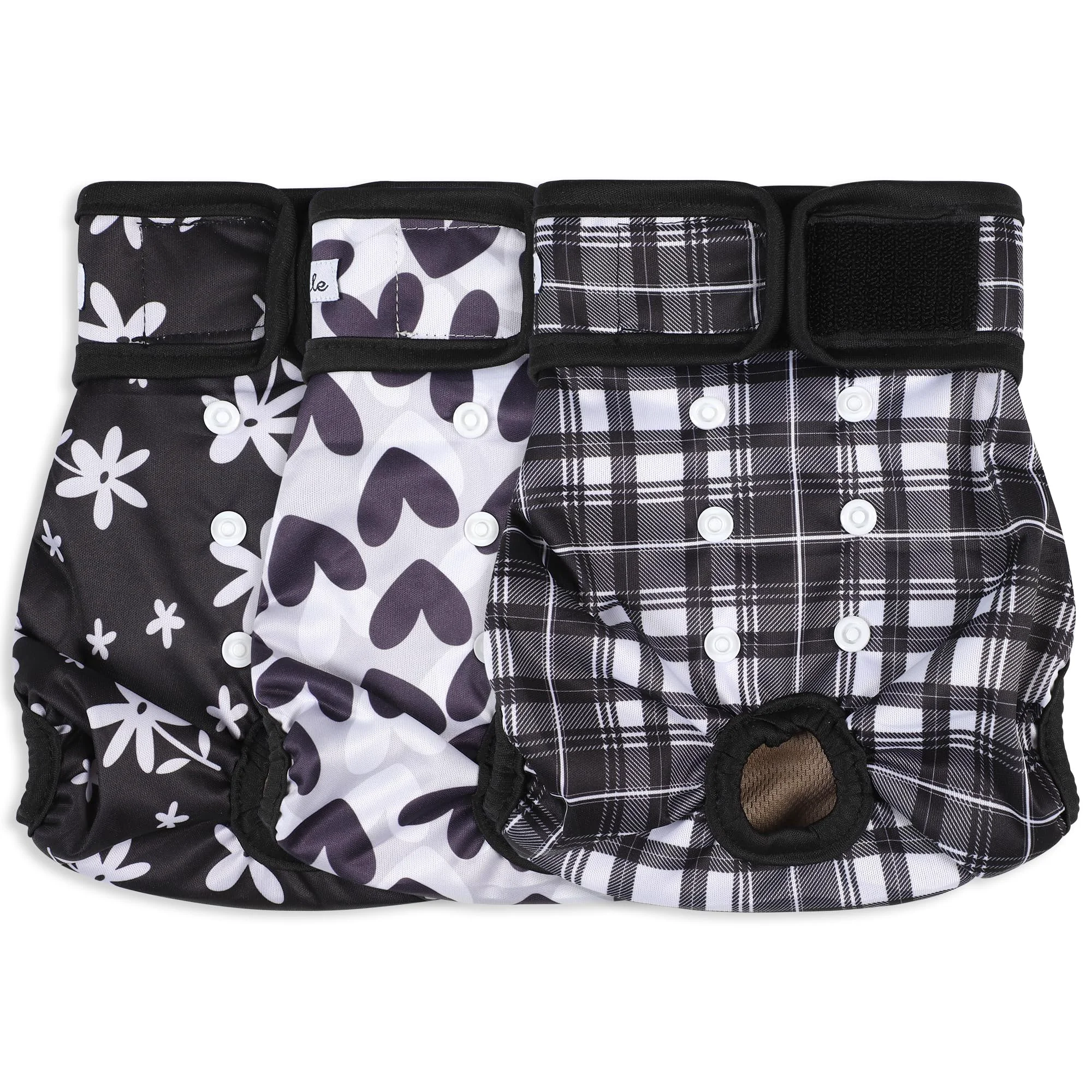 Easy-to-Use Grecle Female Dog Diapers - Premium Reusable Incontinence Diapers for Dogs in Heat Adjustable Snaps Black Size M Genuine