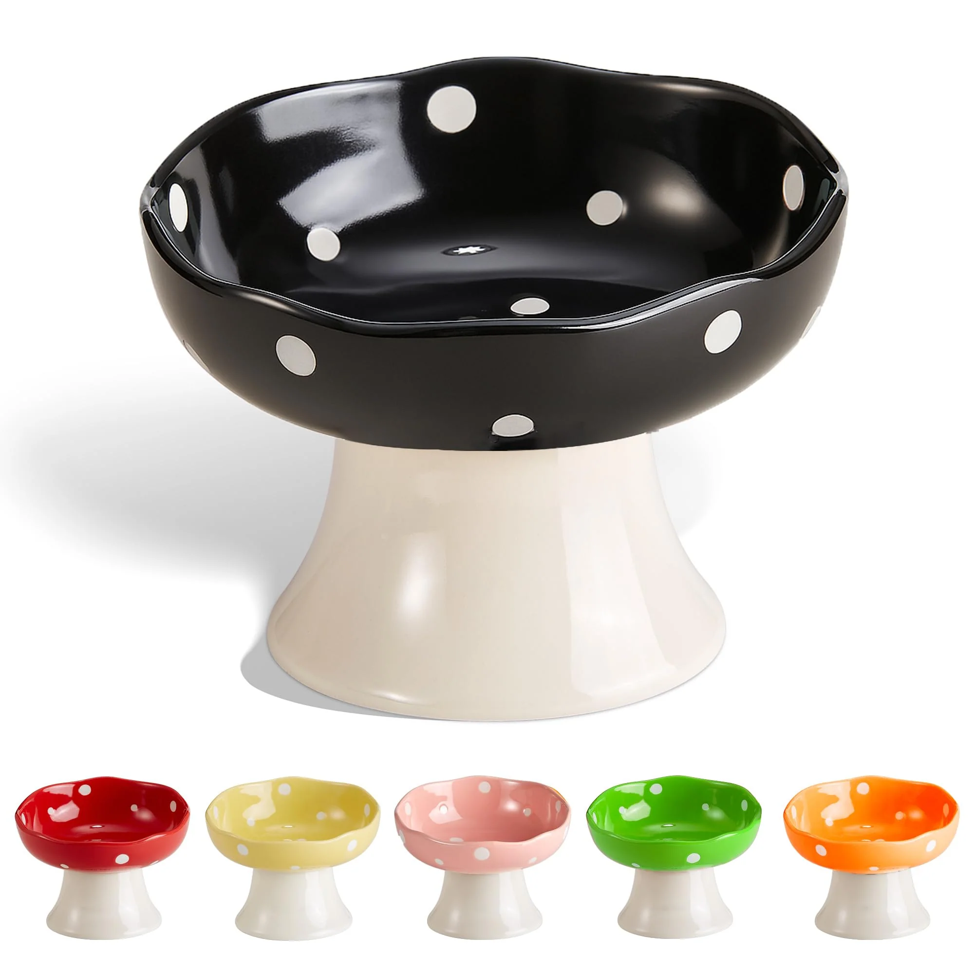 Verified TRUNDISAN Ceramic d Cat Bowls — Tilted Raised Pet Dish Whisker-Friendly Dishwasher Safe Black Breathable