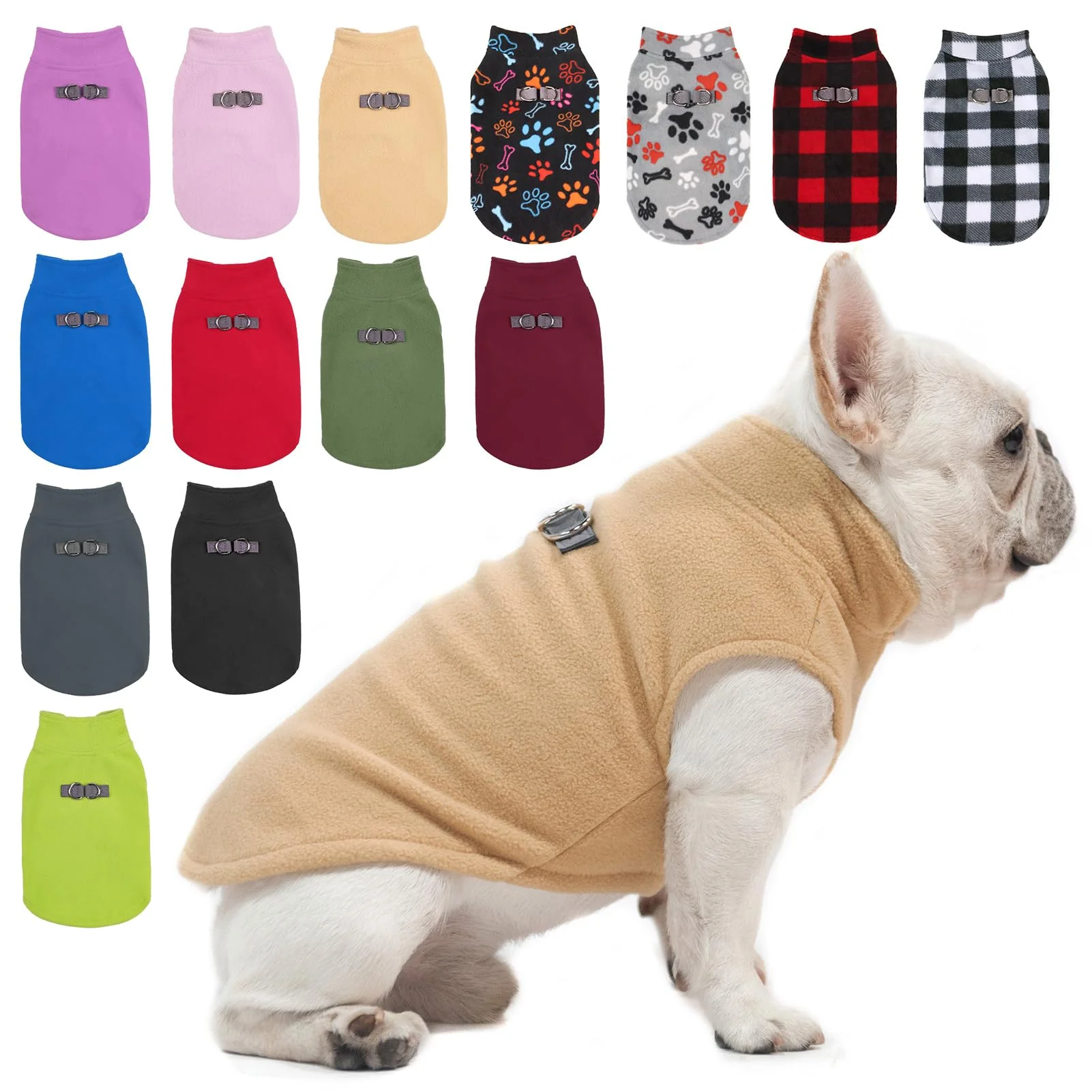 Secure BEAUTYZOO Dog Fleece Vest Sweater — Warm Pullover Coat with D-Rings for Small Medium Dogs XS-XL Optimized