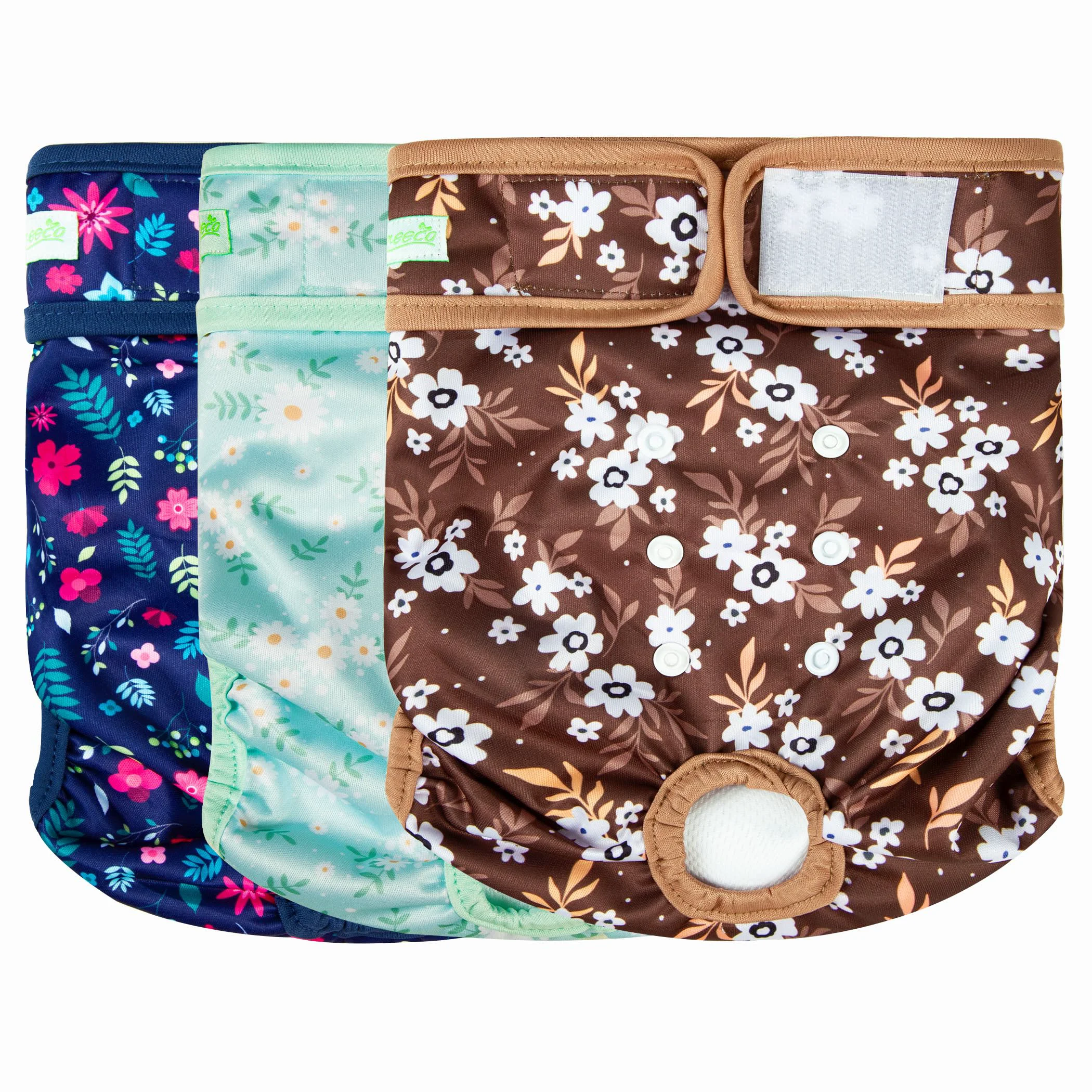 Sustainable wegreeco Washable Female Dog Diapers – Highly Absorbent Reusable Diapers for Dogs in Heat 3 Pack Medium Chrysanthemum High-Performance