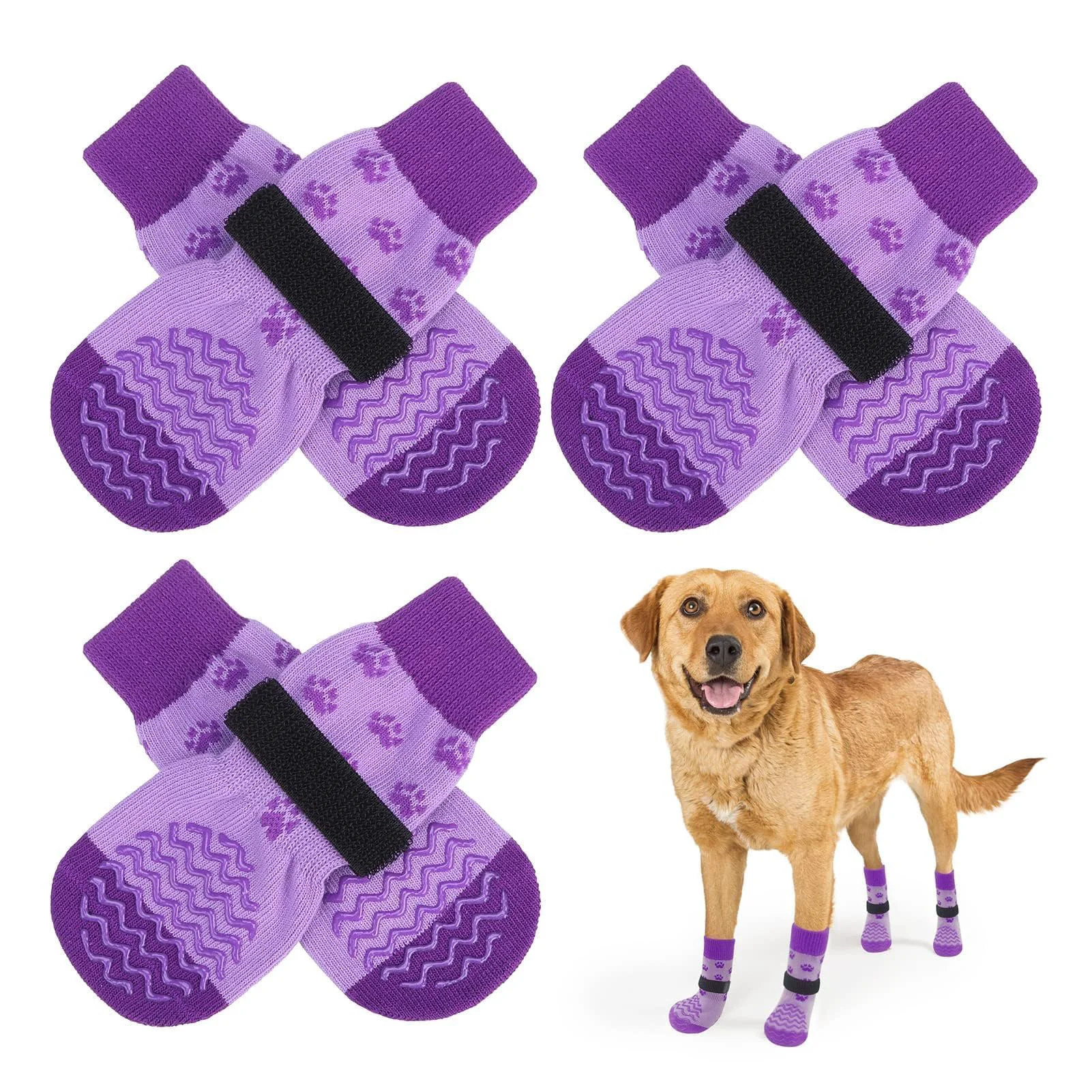 Reliable EXPAWLORER 6-Pack Anti-Slip Dog Socks with Double-Sided Grips – All-Weather Paw Protectors Size L Contemporary