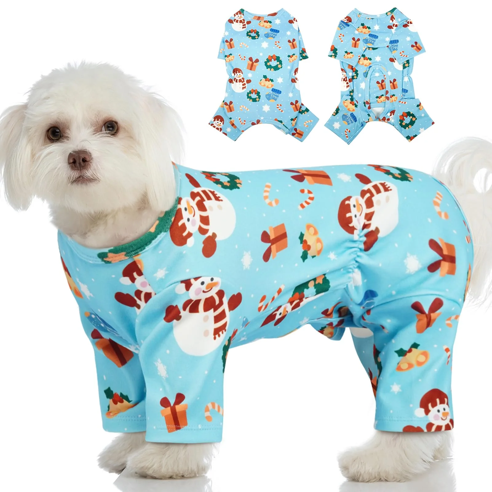 Top-Quality MIGOHI Thermal Dog PJs – Cozy Blue Fleece Pajamas for Small Medium Dogs Christmas Edition Elite