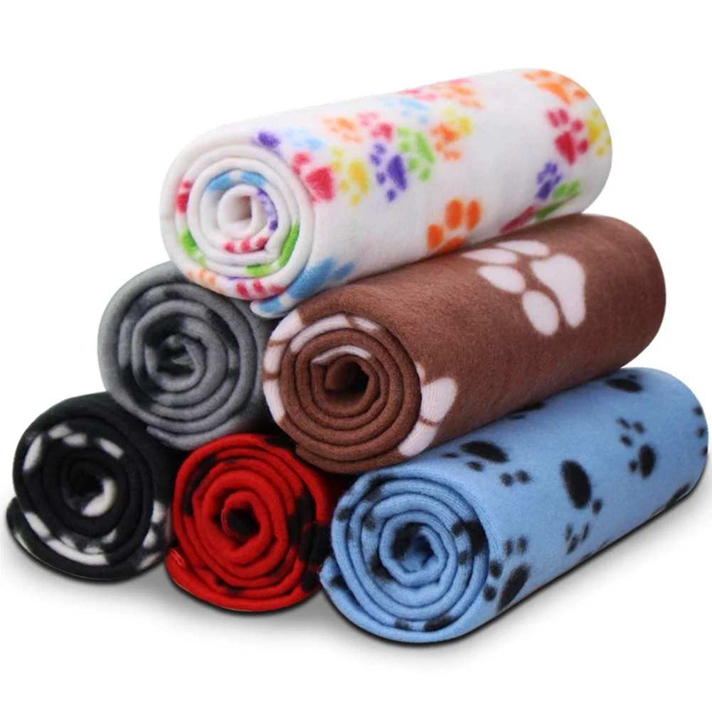 Carefully Designed Comsmart 6-Pack Paw Print Dog Blankets for Small Dogs 24x28 Lightweight