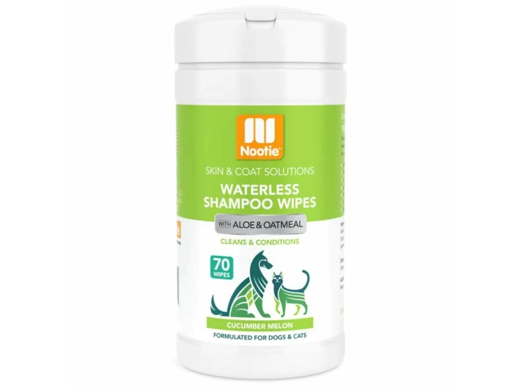 Relaxed Nootie Waterless Shampoo Wipes for Dogs Cats – Cucumber Melon 70 Count Made in USA Artisan