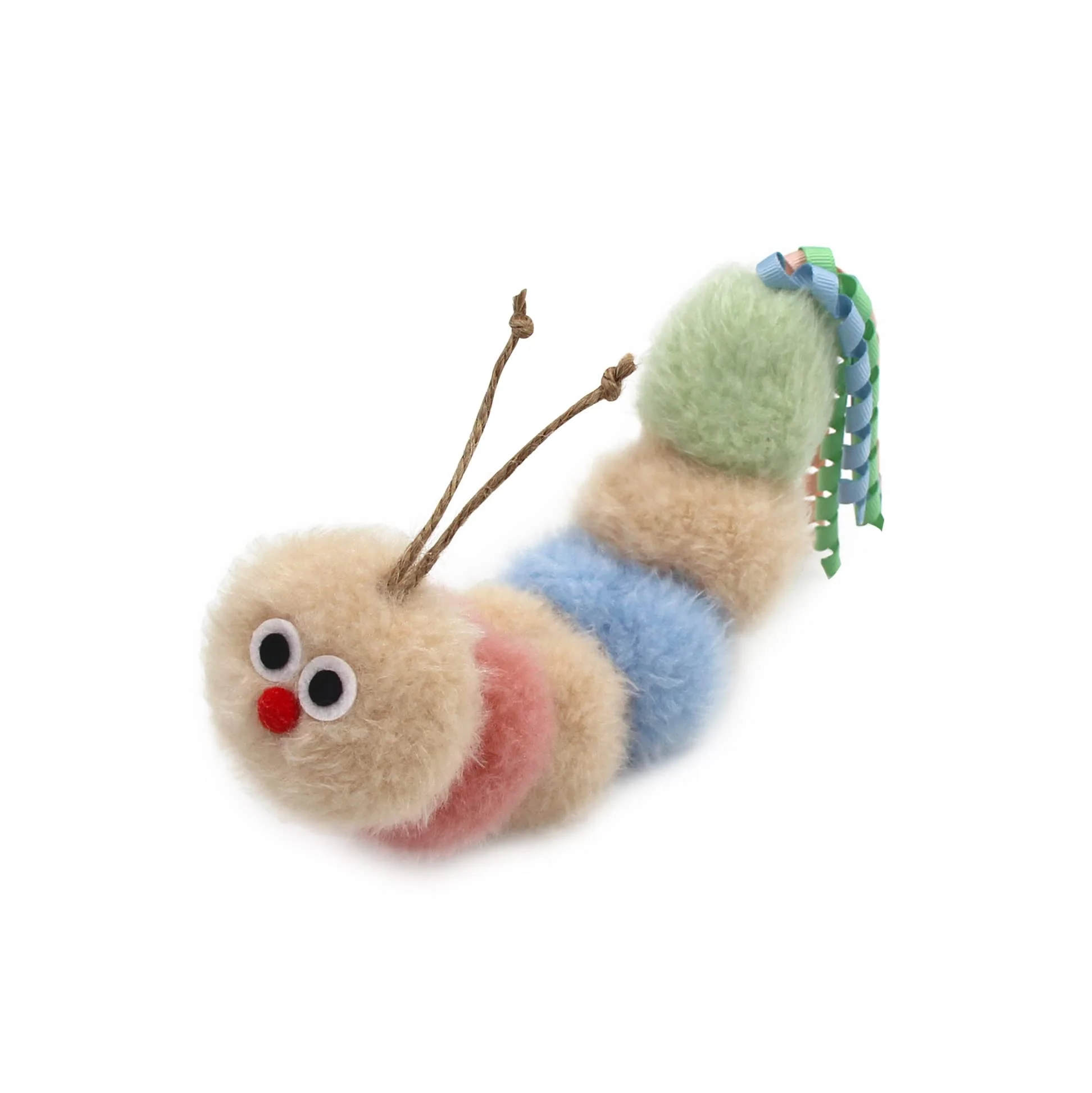 Advanced Jumpaws Interactive Catnip Kicker Toy – Soft Caterpillar with Rattle Ribbon Contemporary
