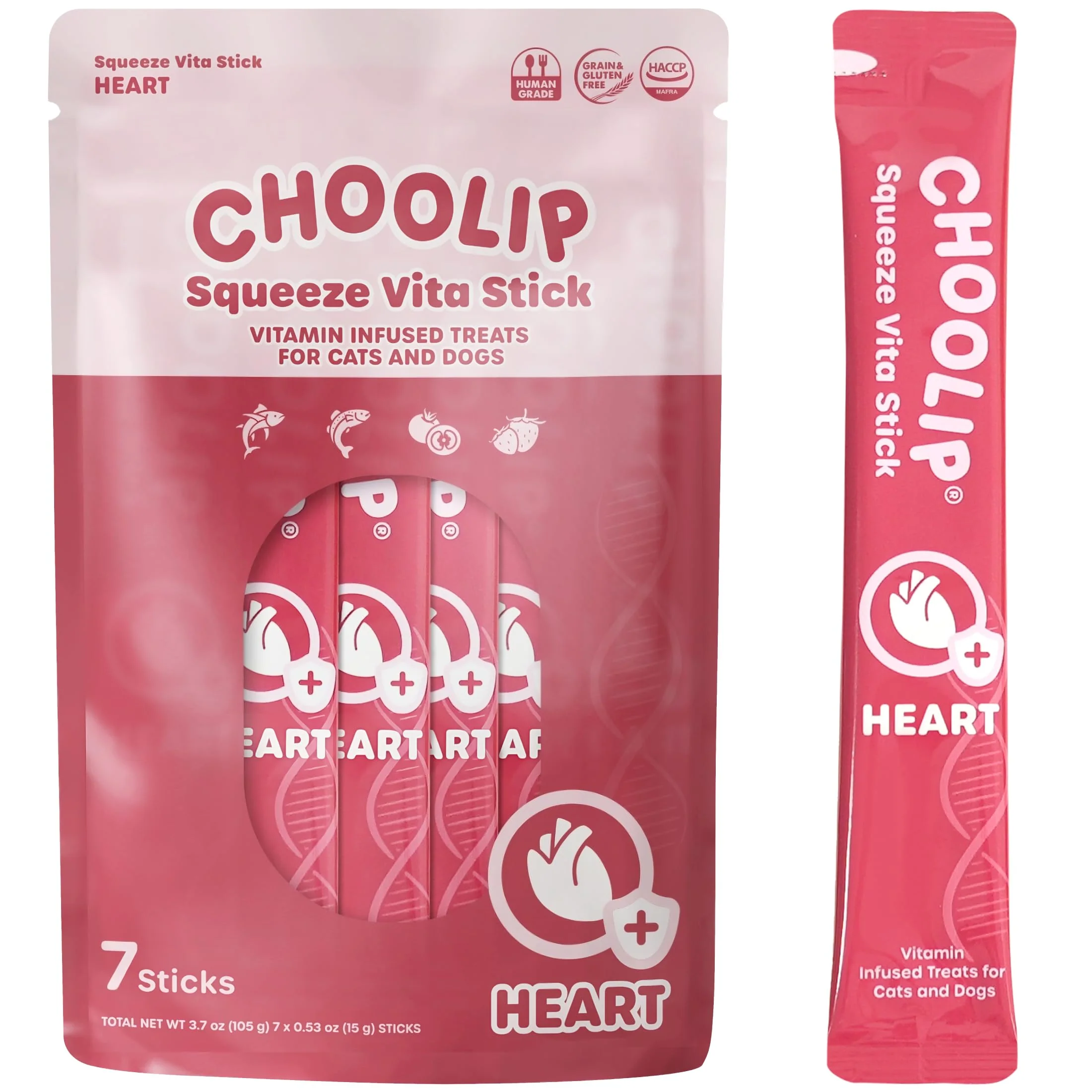 Reusable Choolip Squeeze Vita Stick – Heart Support Treats for Cats Dogs Salmon Tuna CoQ10 Efficient