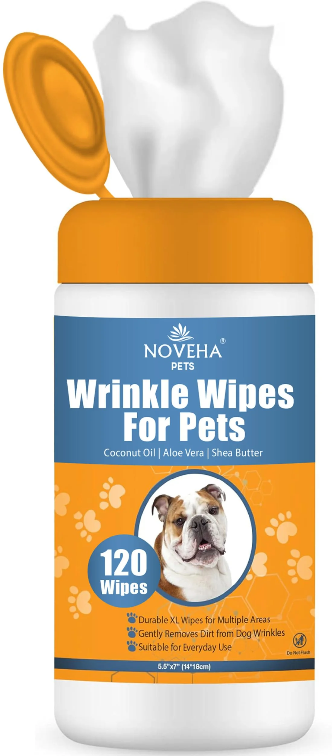 User-Friendly NOVEHA 120PCs 5.5x7 Large Dog Wipes – Deodorizing Gentle for Wrinkles Paws Tear Stains Bulldog French Bulldog Pug Selected