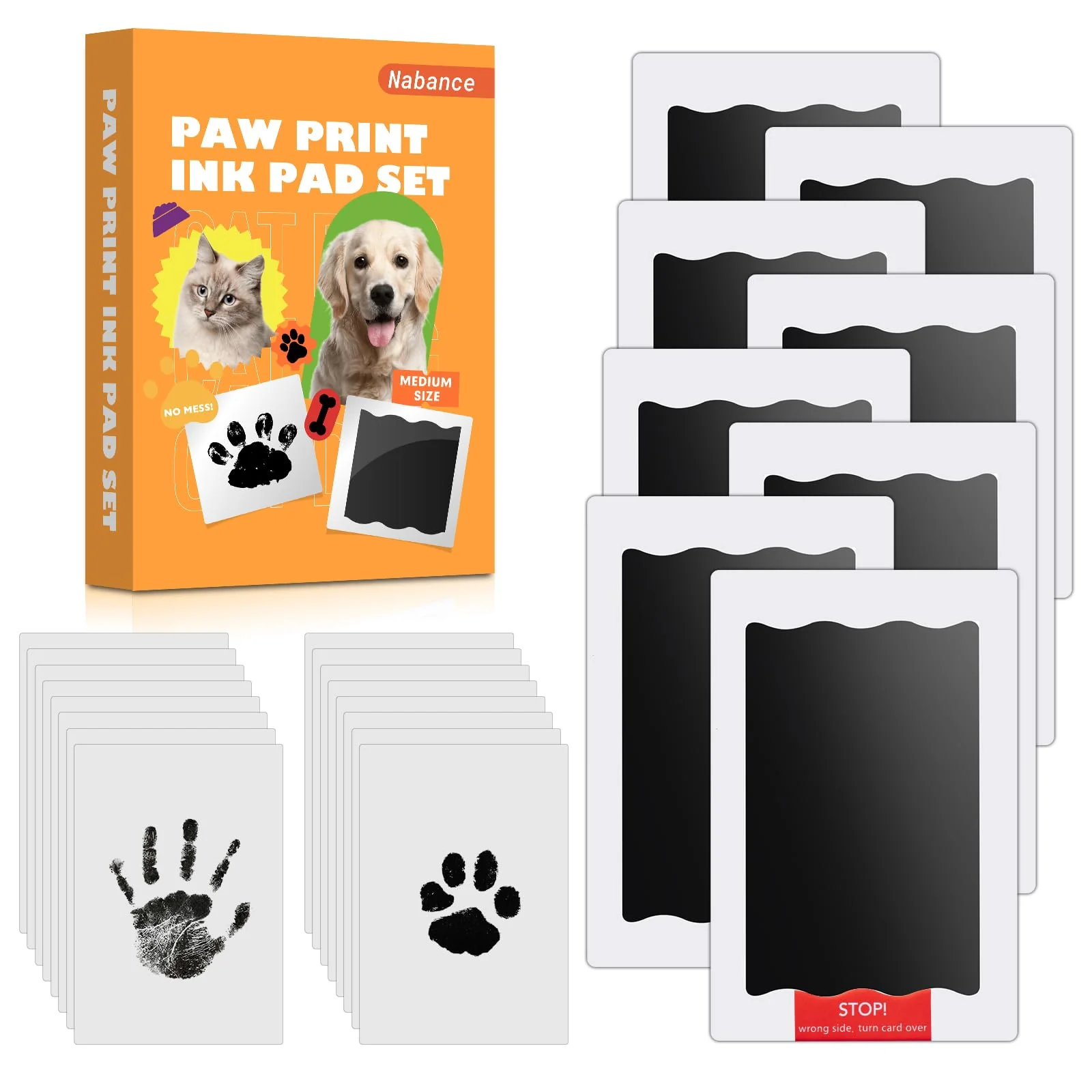 Solid Nabance Paw Print Kit — Inkless Mess- Paw Nose Prints for Dogs Cats Powerful
