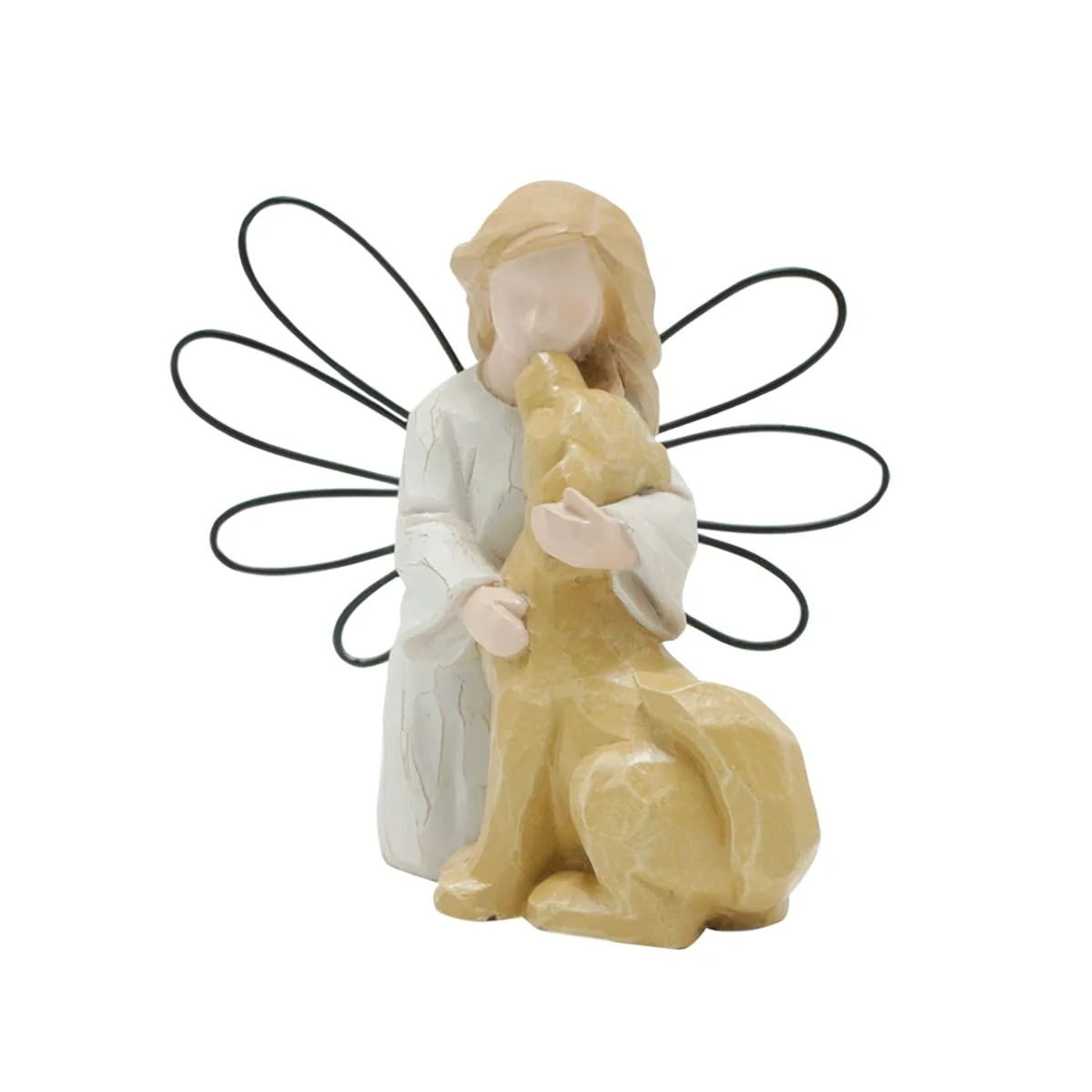 Genuine HEBYJO Angel Kissing Dog Statue – Eternal Love Pet Memorial Sympathy Gift Quality