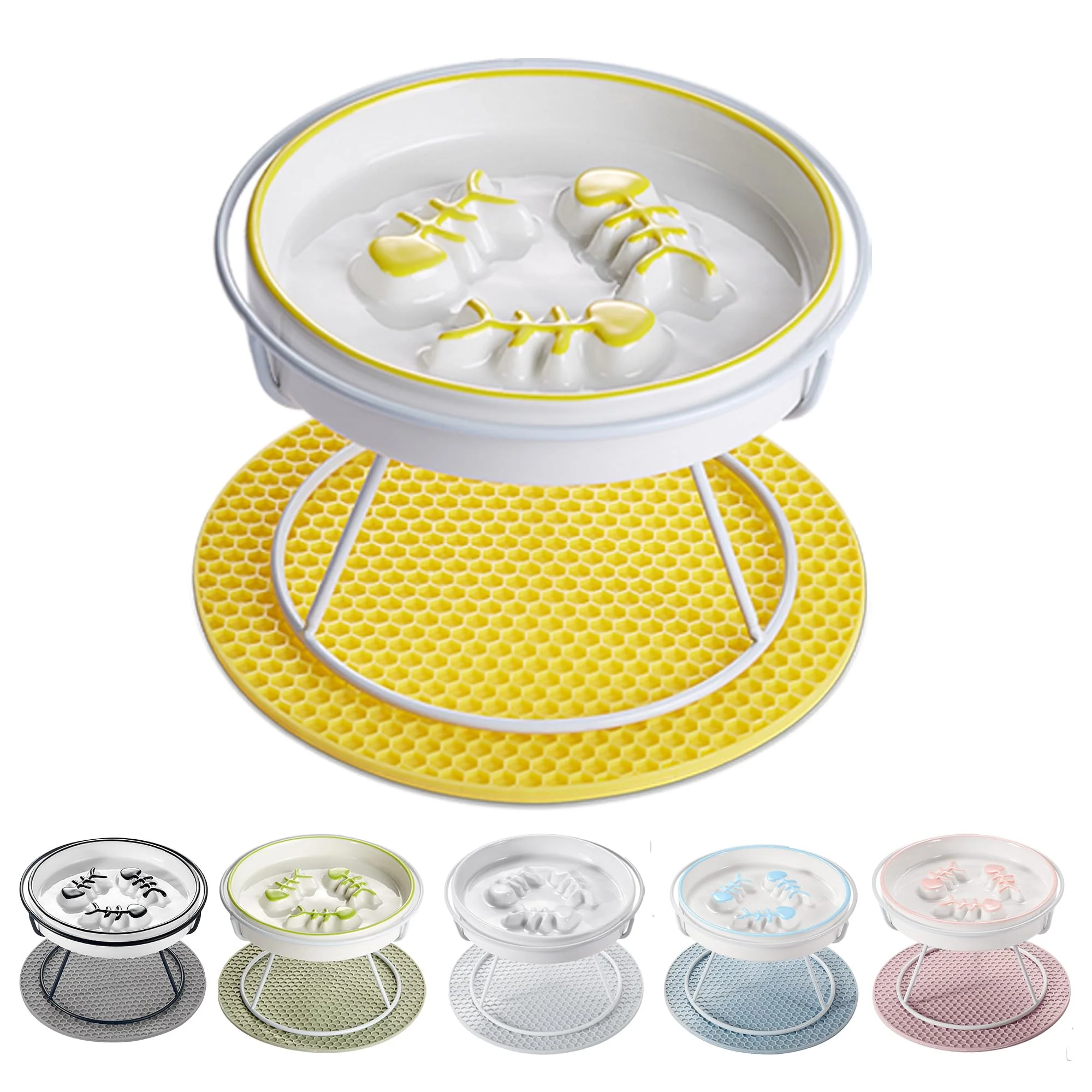 Verified TRUNDISAN Ceramic Cat Slow Feeder — d Whisker-Friendly Bowl for Dry Wet Food User-Friendly
