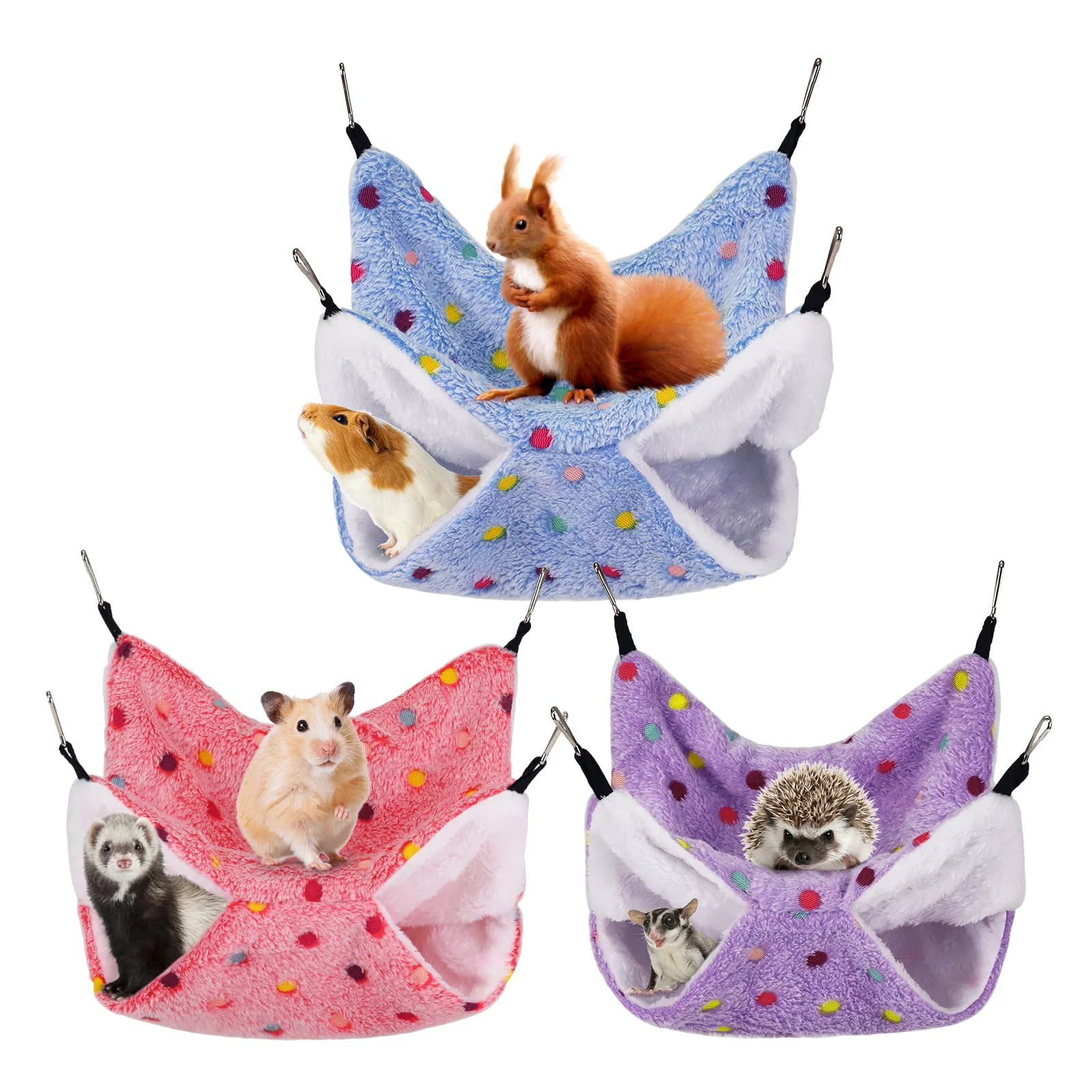 Crafted YedsIntu 3 Pcs Guinea Pig Hammock Set Double-Layer Small Animal Hanging Hammocks 11x11 Dependable