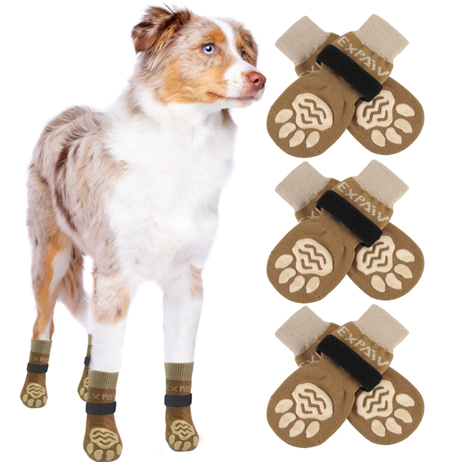 Prestigious EXPAWLORER 6PCS Anti-Slip Dog Socks — Traction Paw Protection on Floors Hot Pavement Reusable