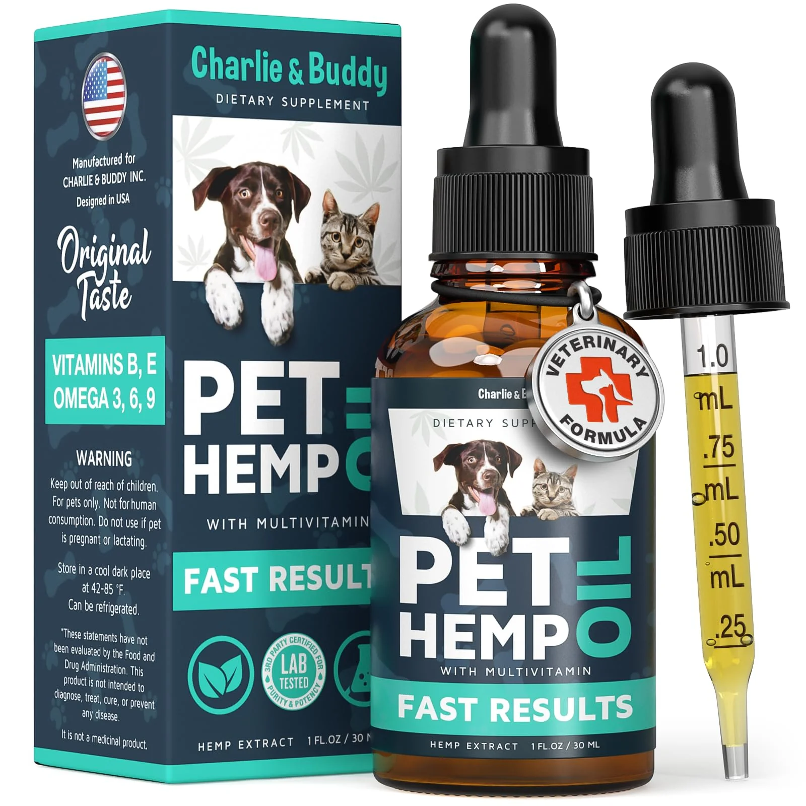 Lightweight Charlie Buddy Hemp Oil for Dogs Cats – Anxiety Pain Sleep Support Secure