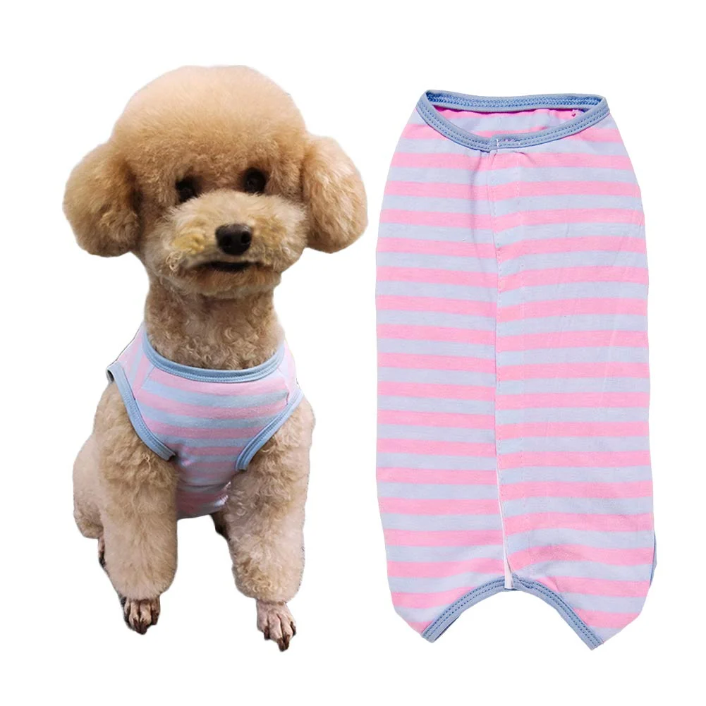 Effective Kukaster Pet Dog s Recovery Suit – Post-Surgery Wound Protection Shirt XS Pink Blue Stripe Minimalist