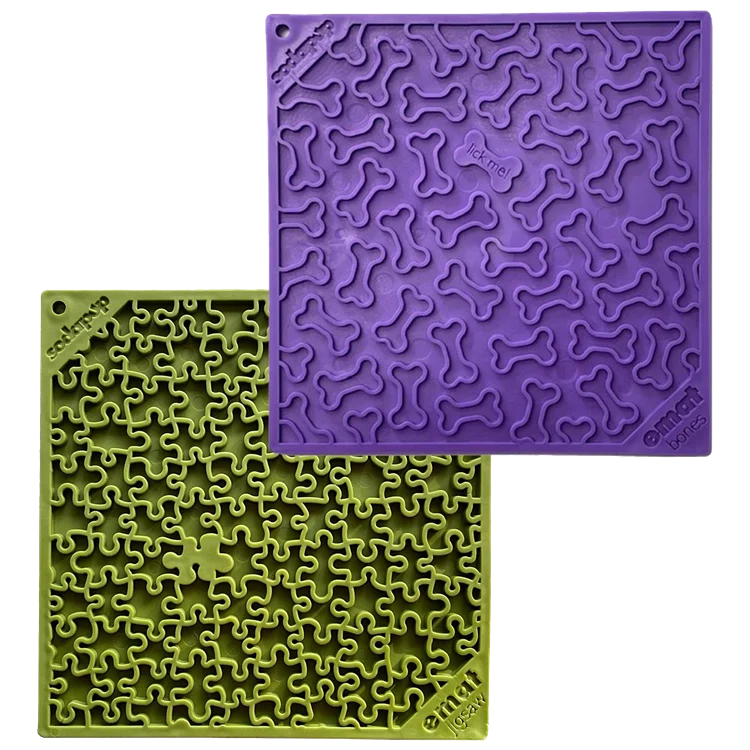 Organic Jigsaw Bones Dog Lick Mat Bundle 2-Pack Large Variety eMat Set SodaPup Functional