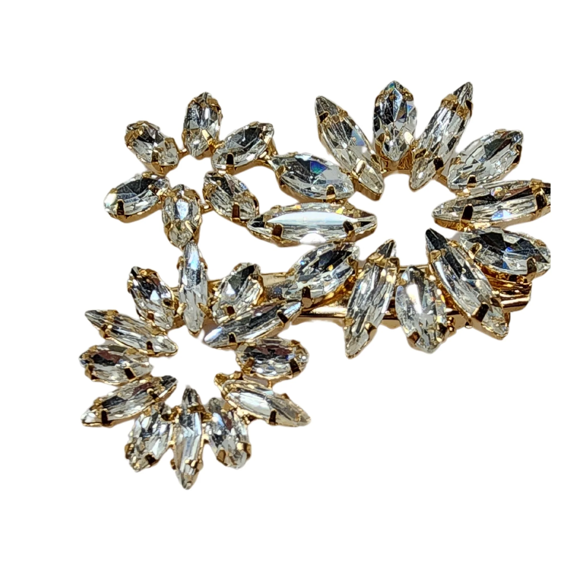 Lightweight Radiant Crystal Burst Brooch Pin Natural