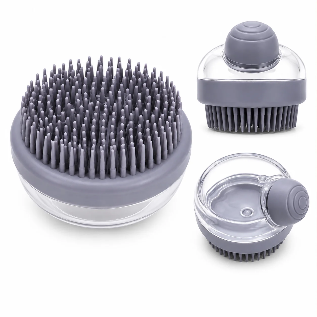 Comfortable Pet Bathing Brush With Shampoo Dispenser Soft Silicone Massage Artisan