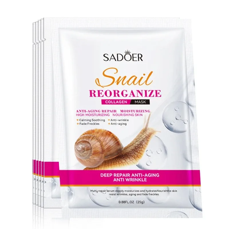 Sustainable 5-Piece Set of Sadoer Snail Collagen Mask Firming and Moisturizing and Hydrating Facial Skin Care and Beauty Products Smooth